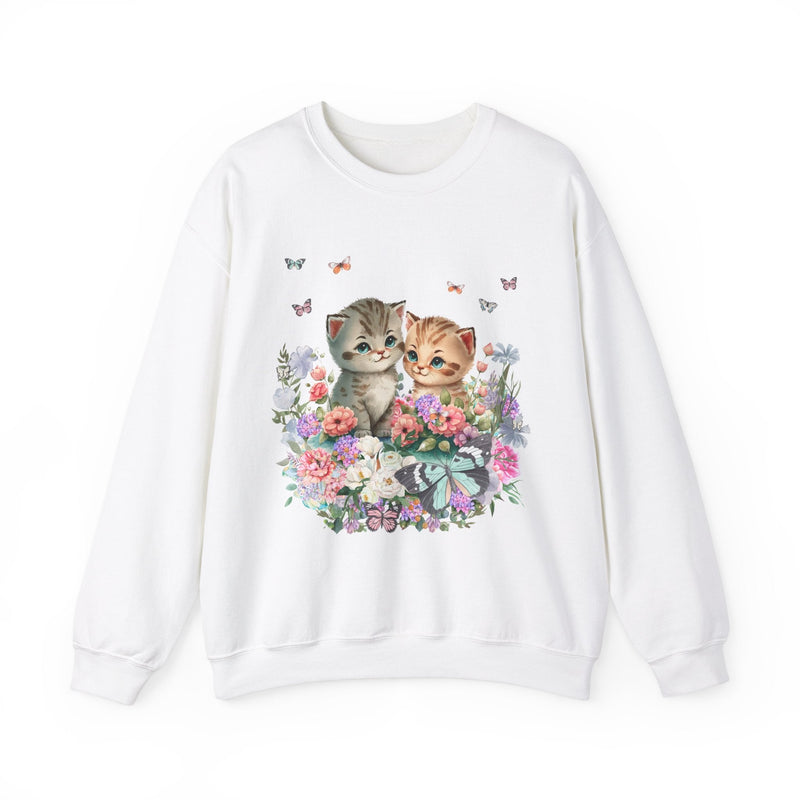 Ridiculous and Funny Cat Sweatshirt for Cat Moms Who Love Butterflies | 90s Throwback Sweatshirt for Animal Lover, Kittens with Flowers - Opal and June