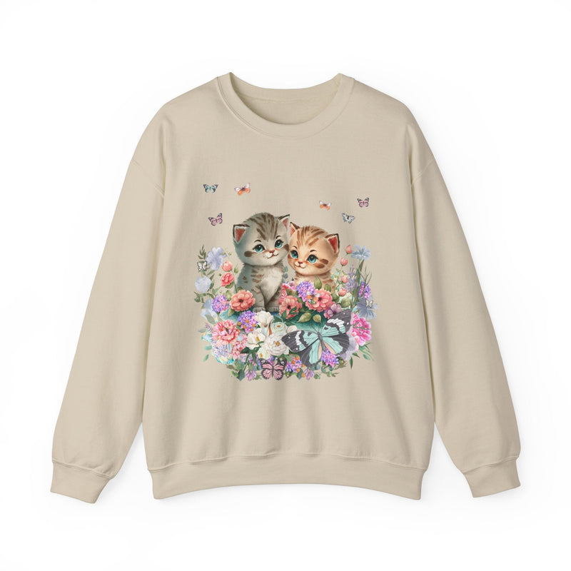 Ridiculous and Funny Cat Sweatshirt for Cat Moms Who Love Butterflies | 90s Throwback Sweatshirt for Animal Lover, Kittens with Flowers - Opal and June