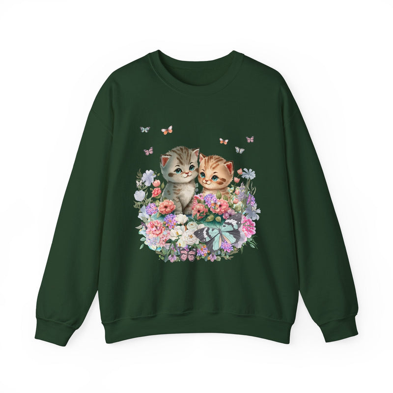 Ridiculous and Funny Cat Sweatshirt for Cat Moms Who Love Butterflies | 90s Throwback Sweatshirt for Animal Lover, Kittens with Flowers - Opal and June