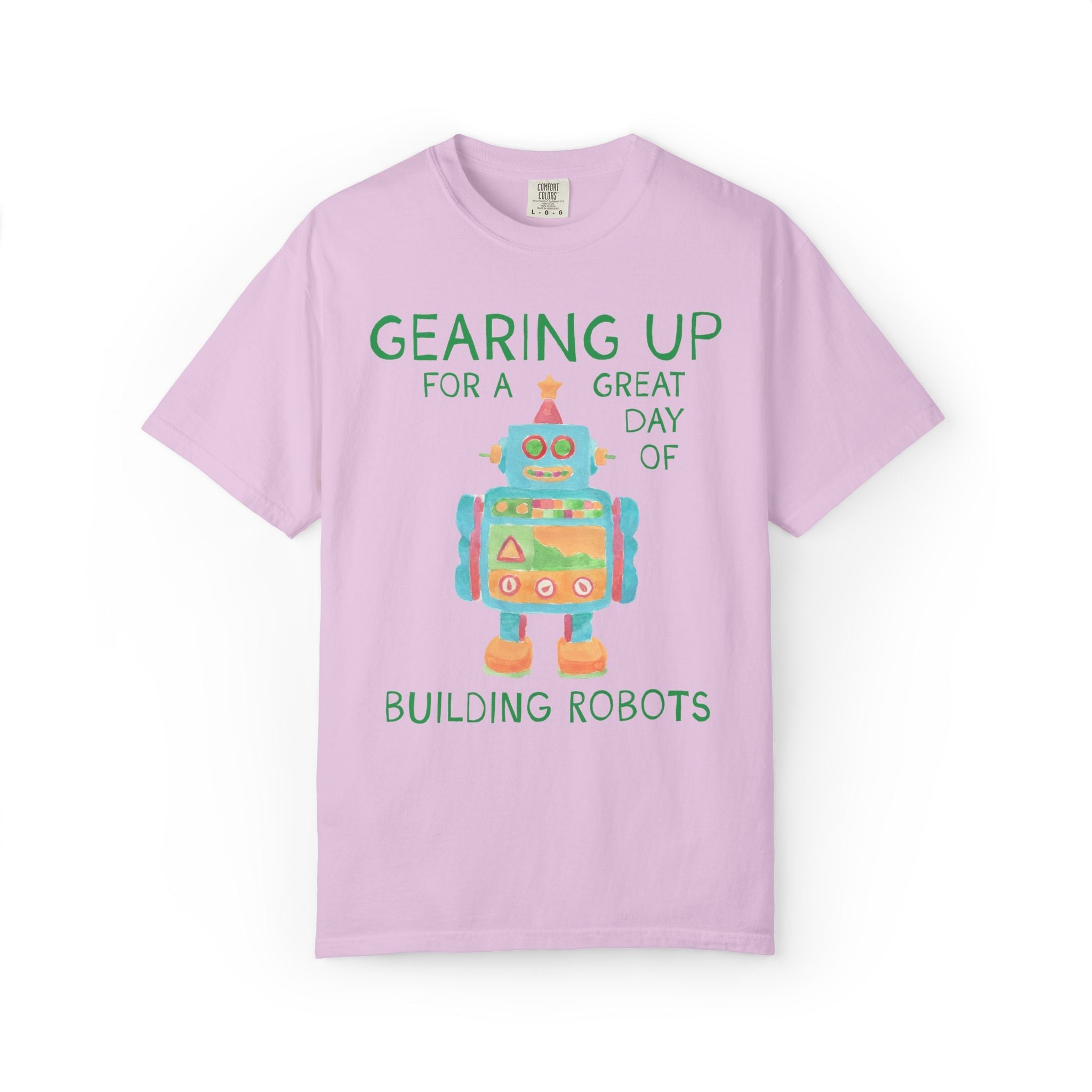 Robotics Teacher Tee Shirt with Cute Little Robot: Gearing Up for a Great Day, Funny Science Lover Robotics Tee for New School Year - Opal and June