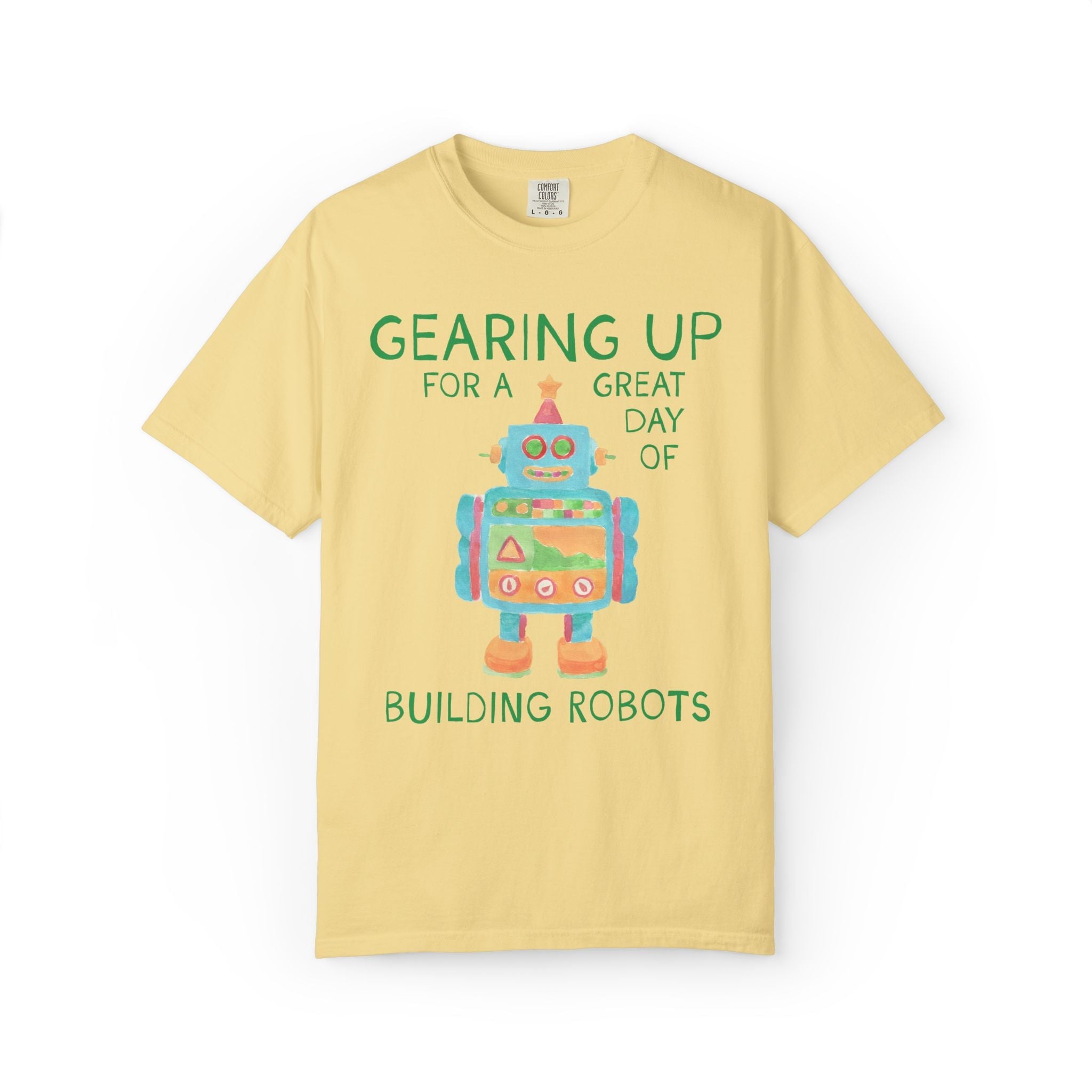 Robotics Teacher Tee Shirt with Cute Little Robot: Gearing Up for a Great Day, Funny Science Lover Robotics Tee for New School Year - Opal and June