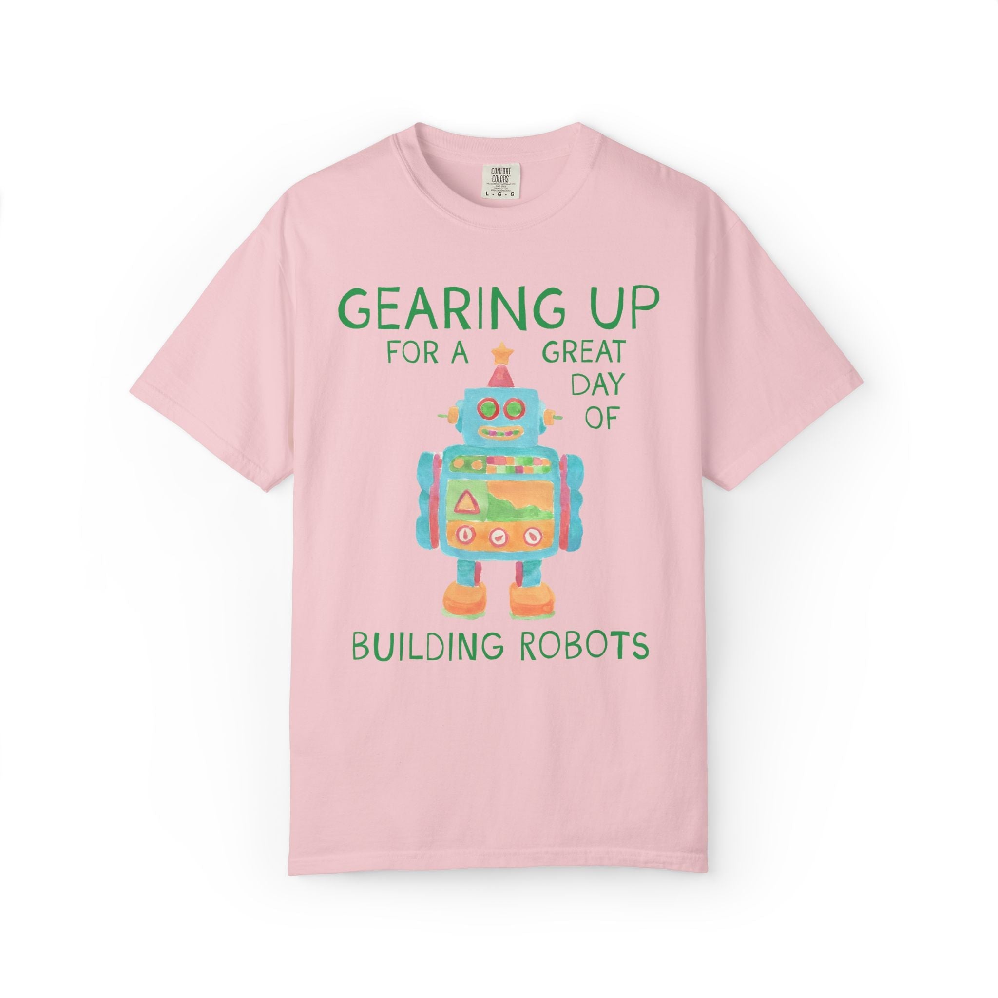 Robotics Teacher Tee Shirt with Cute Little Robot: Gearing Up for a Great Day, Funny Science Lover Robotics Tee for New School Year - Opal and June