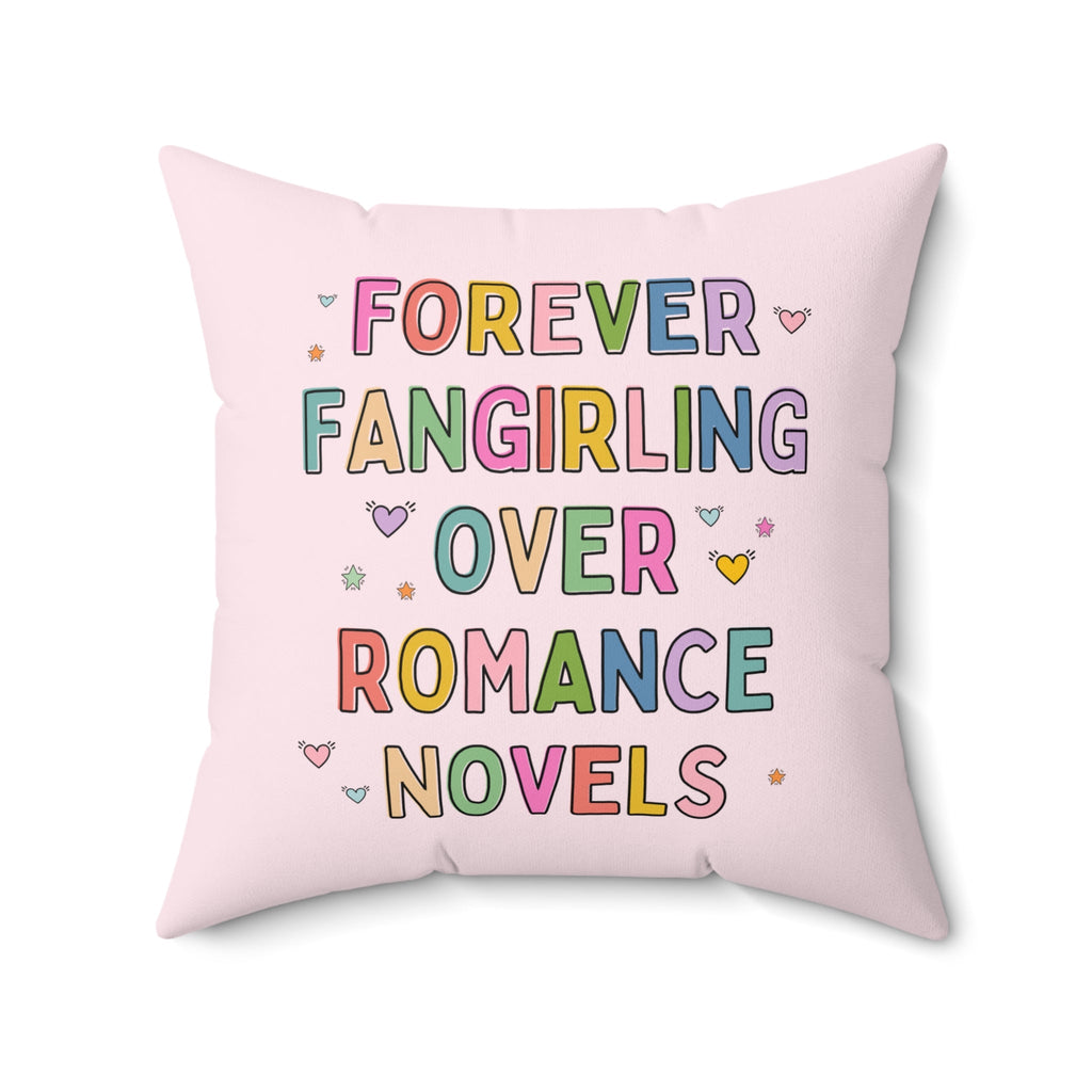 Romance Reader Book Lover Pillow with Hearts, Cute Bookish Gift, Romance Book Author or Librarian Who Loves Reading Romantasy Novels - Opal and June