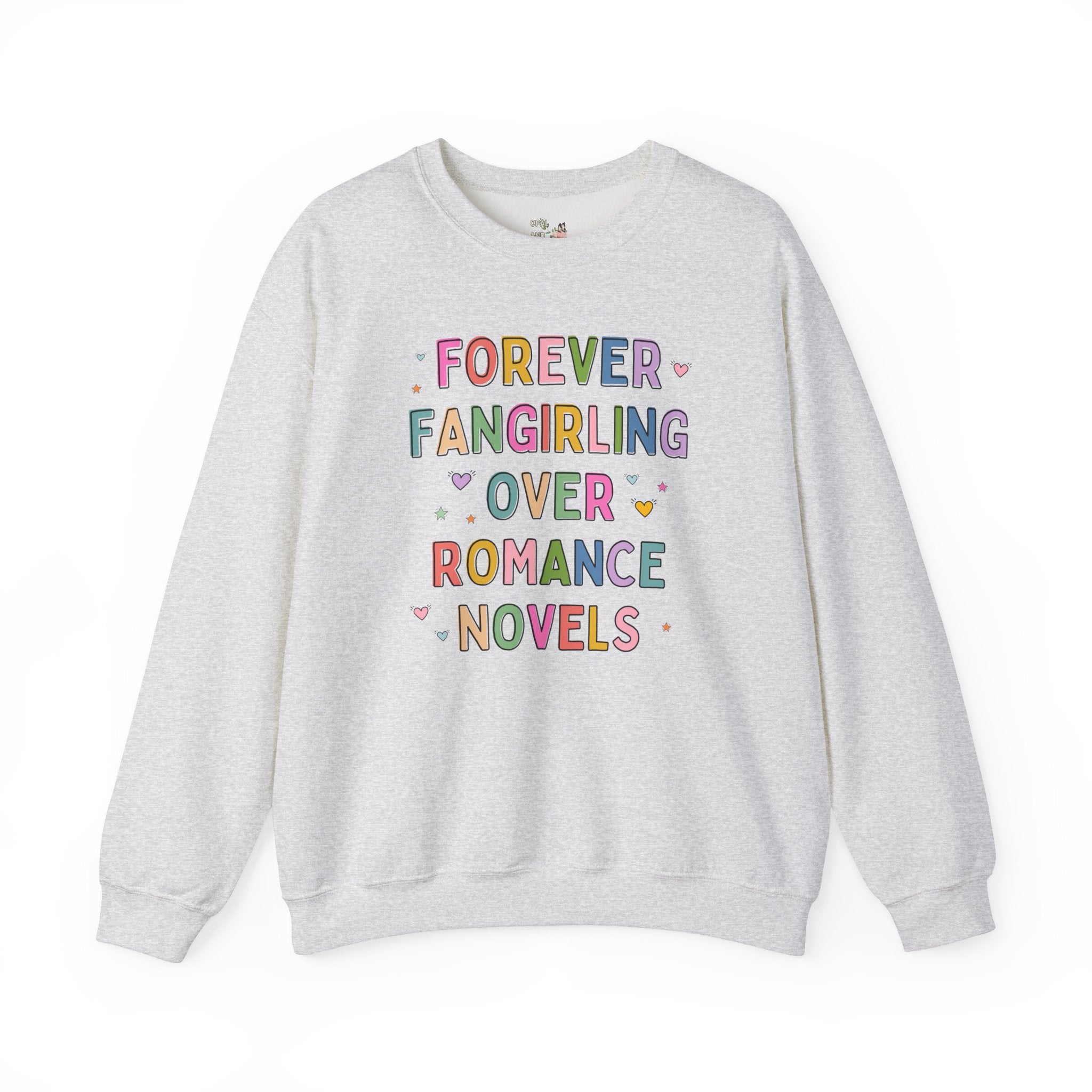 Romance Reader Book Lover Sweatshirt with Hearts, Cute Bookish Shirt, Romance Book Author or Librarian Who Loves Reading Romantasy Novels - Opal and June