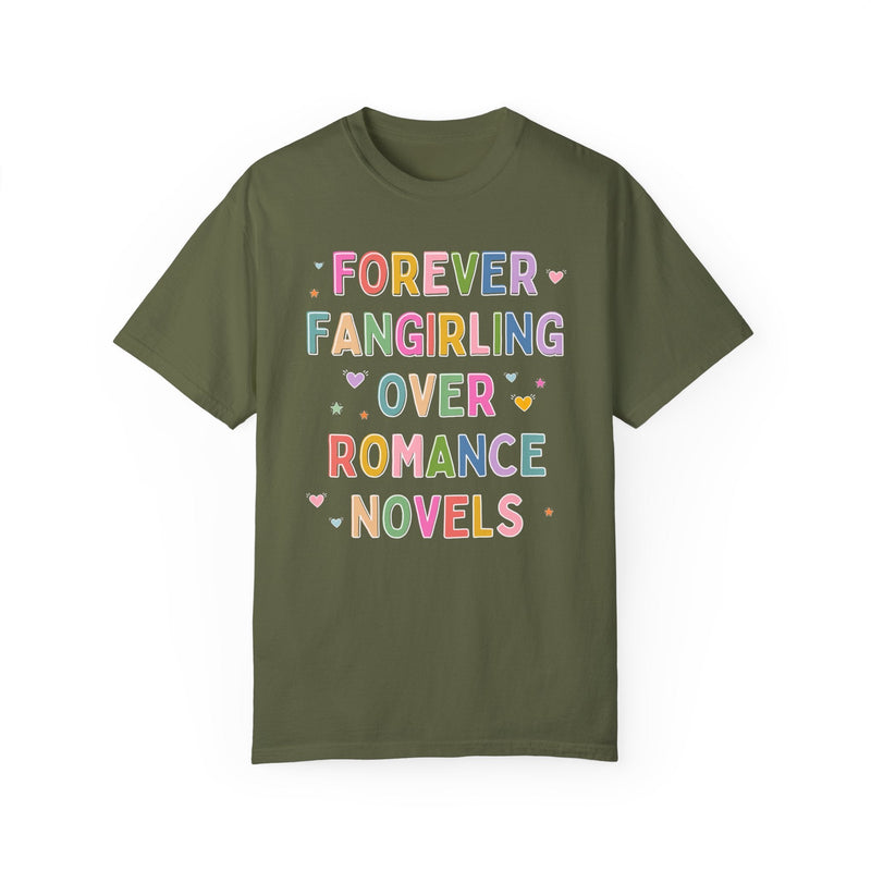 Romance Reader Book Lover Tee Shirt with Hearts, Cute Bookish T-Shirt, Romance Book Author or Librarian Who Loves Reading Romantasy Novels - Opal and June