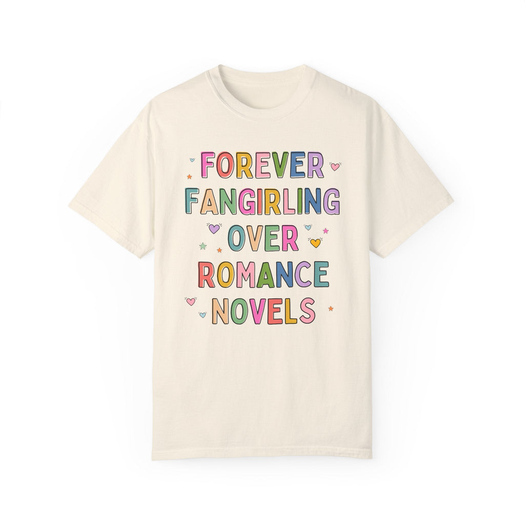 Romance Reader Book Lover Tee Shirt with Hearts, Cute Bookish T-Shirt, Romance Book Author or Librarian Who Loves Reading Romantasy Novels - Opal and June