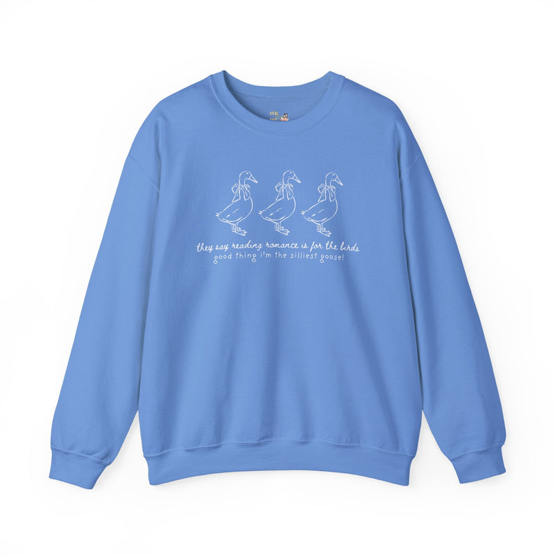 Romance Reader Silly Goose Sweatshirt for Bookworm Who Loves Reading Romance Novels, Funny and Cozy Librarian T-Shirt with Coquette Bows - Opal and June