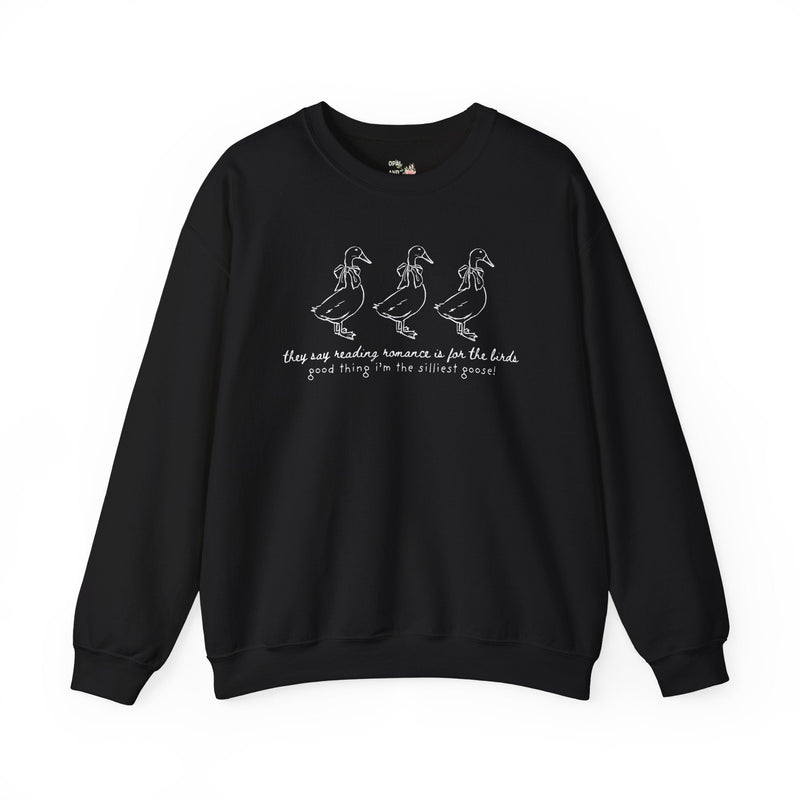 Romance Reader Silly Goose Sweatshirt for Bookworm Who Loves Reading Romance Novels, Funny and Cozy Librarian T-Shirt with Coquette Bows - Opal and June