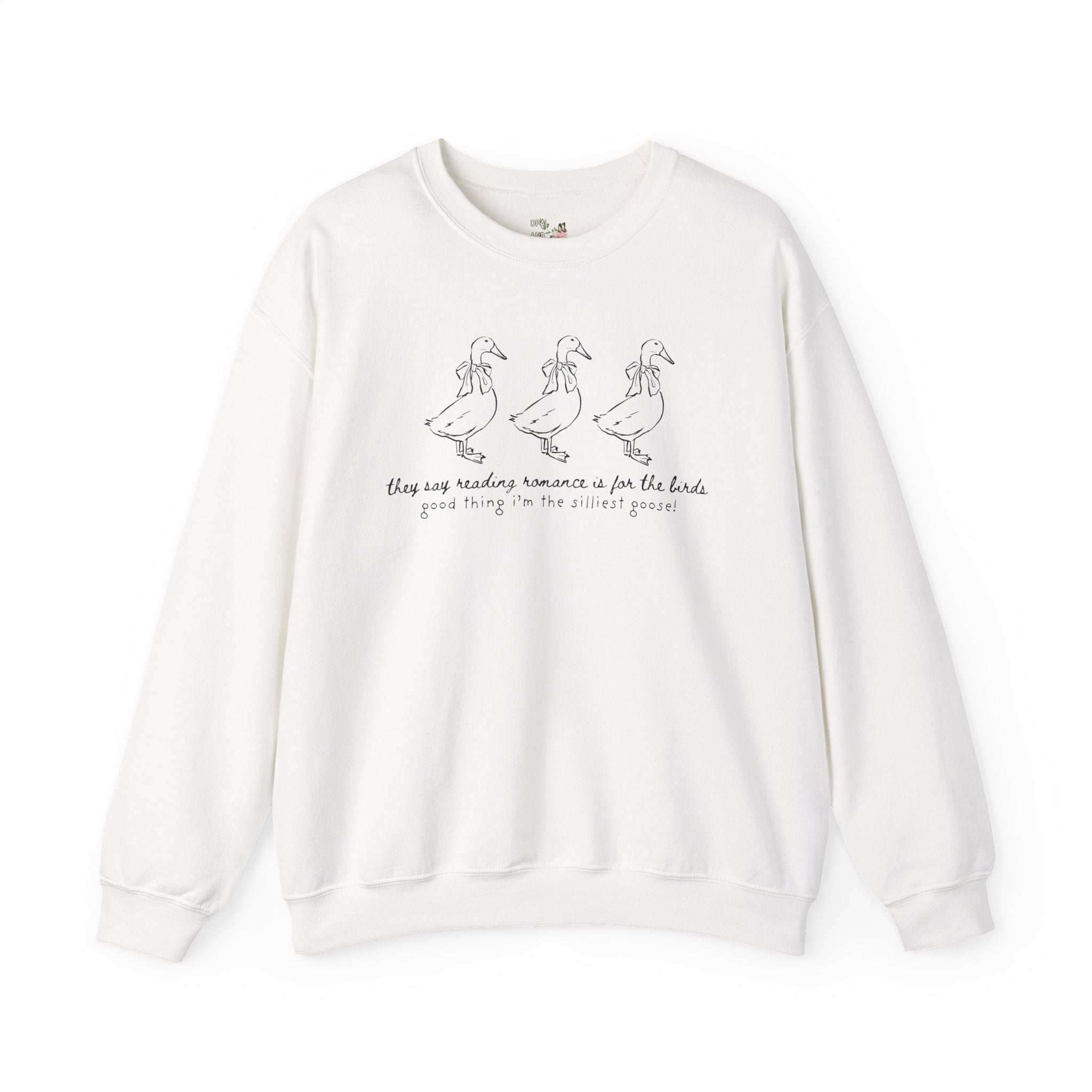 Romance Reader Silly Goose Sweatshirt for Bookworm Who Loves Reading Romance Novels, Funny and Cozy Librarian T-Shirt with Coquette Bows - Opal and June