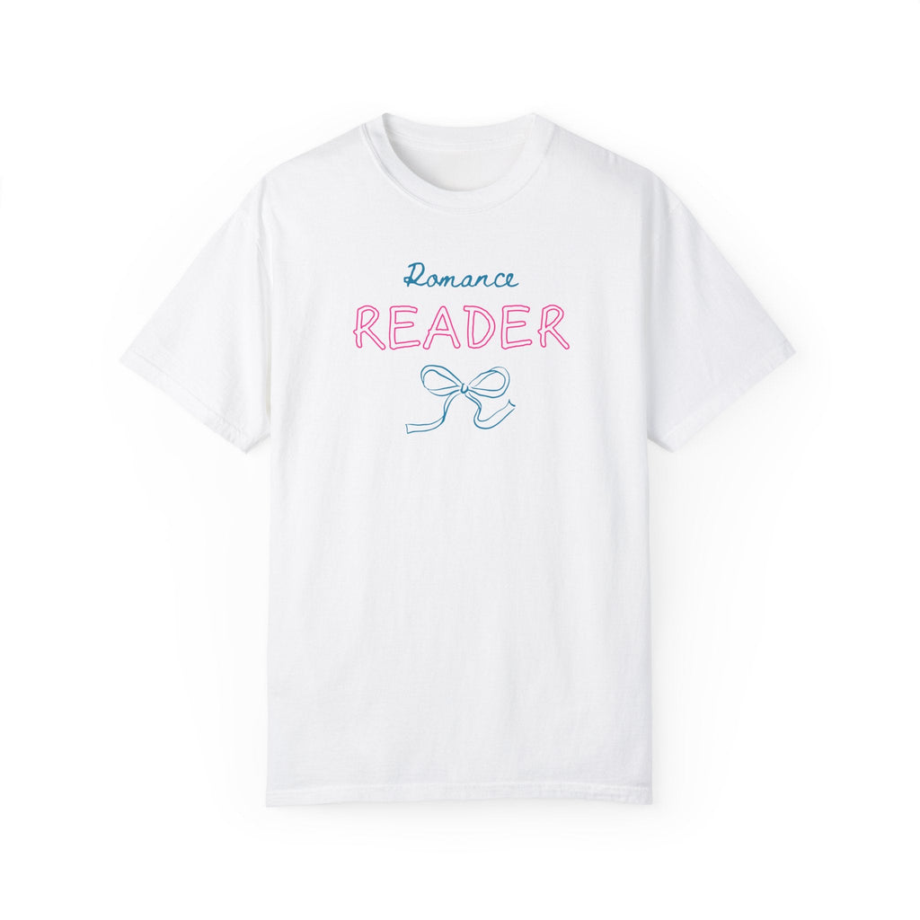 Romance Reader Tee with Bow, Cute Book Lover T-Shirt for Bookworm Who Loves Romance Novels, Boho Bookish Present for Mom or Daughter - Opal and June