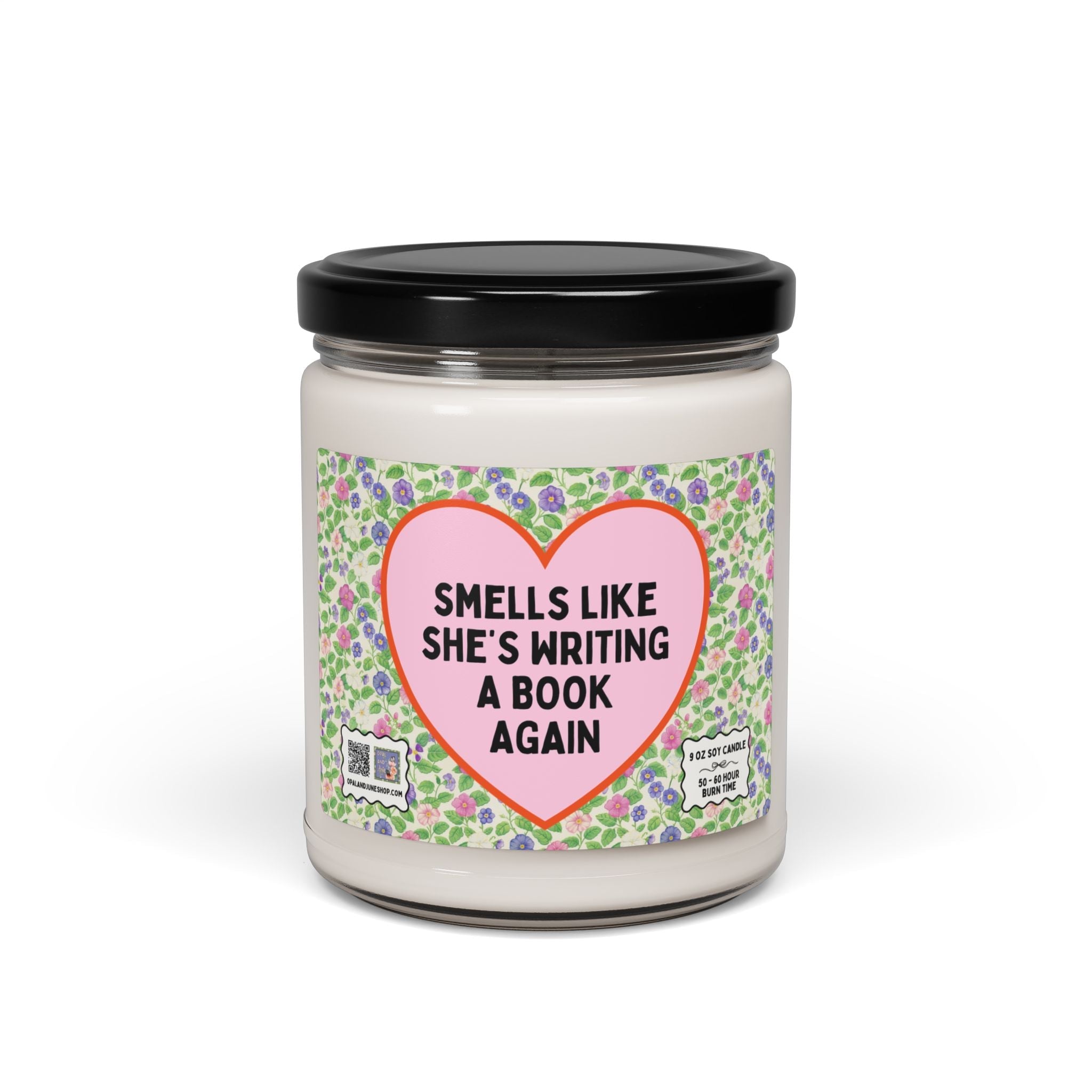 Romance Writer Gift for Author Writing a Book, Cute Floral Vintage Aesthetic 9 Oz Soy Candle for Friend Writing a Book, History Professor - Opal and June