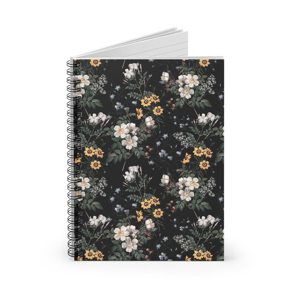 Romantic Floral Gothic Notebook with Dark Boho Flowers for Meetings at Work - Opal and June