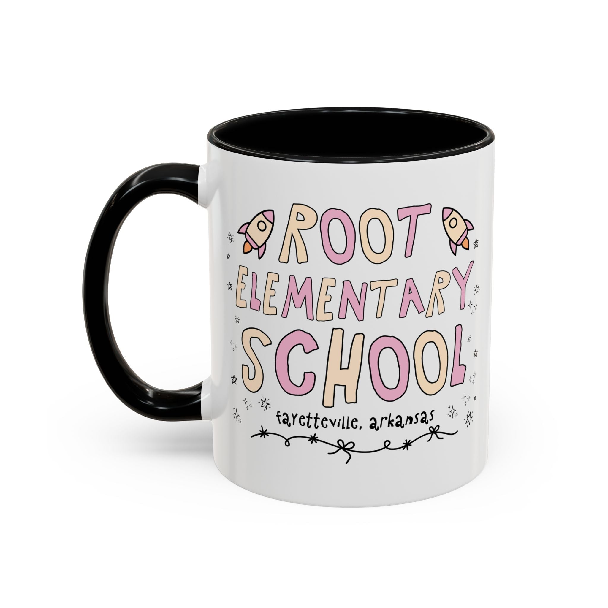 Root Elementary School Coffee Mug: Pink and Beige | FPS + Opal and June 11 Oz Coffee Mug, Fayetteville Public Schools - Opal and June