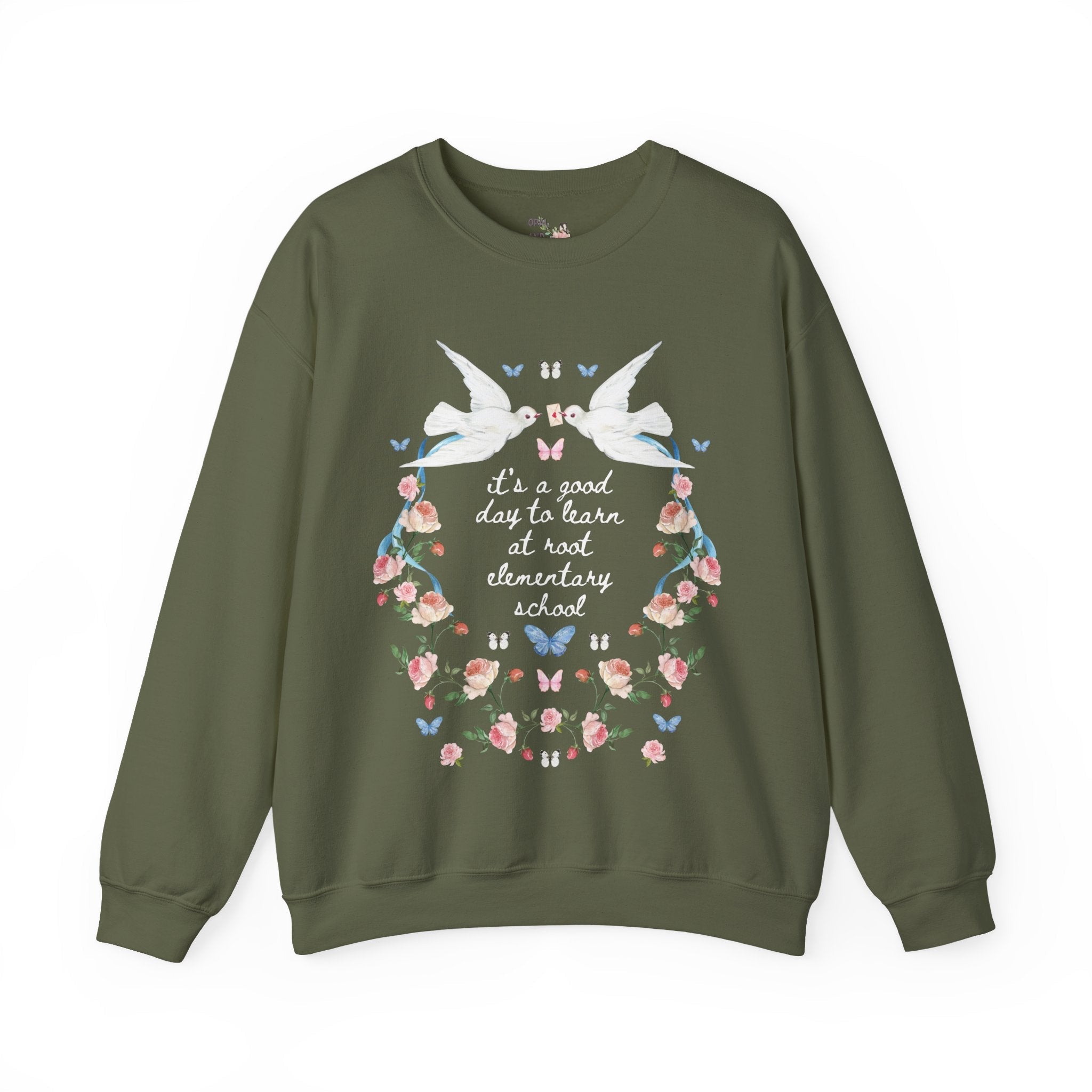 Root Elementary School Sweatshirt: It's a Good Day to Learn | FPS + Opal and June Swatshirt, Fayetteville Public Schools - Opal and June