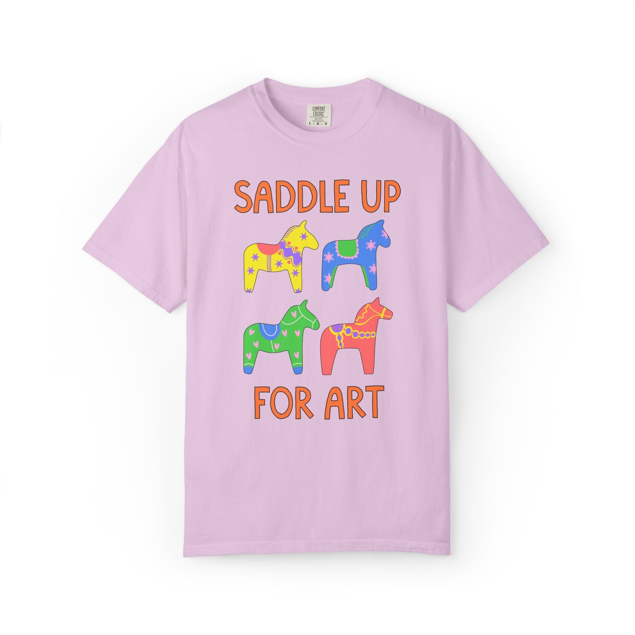 Saddle Up for Art: Cute Art Teacher or Matching Art Department T-Shirt, Silly Dreamcore Aesthetic Tee with Horses, New Teacher Gift - Opal and June