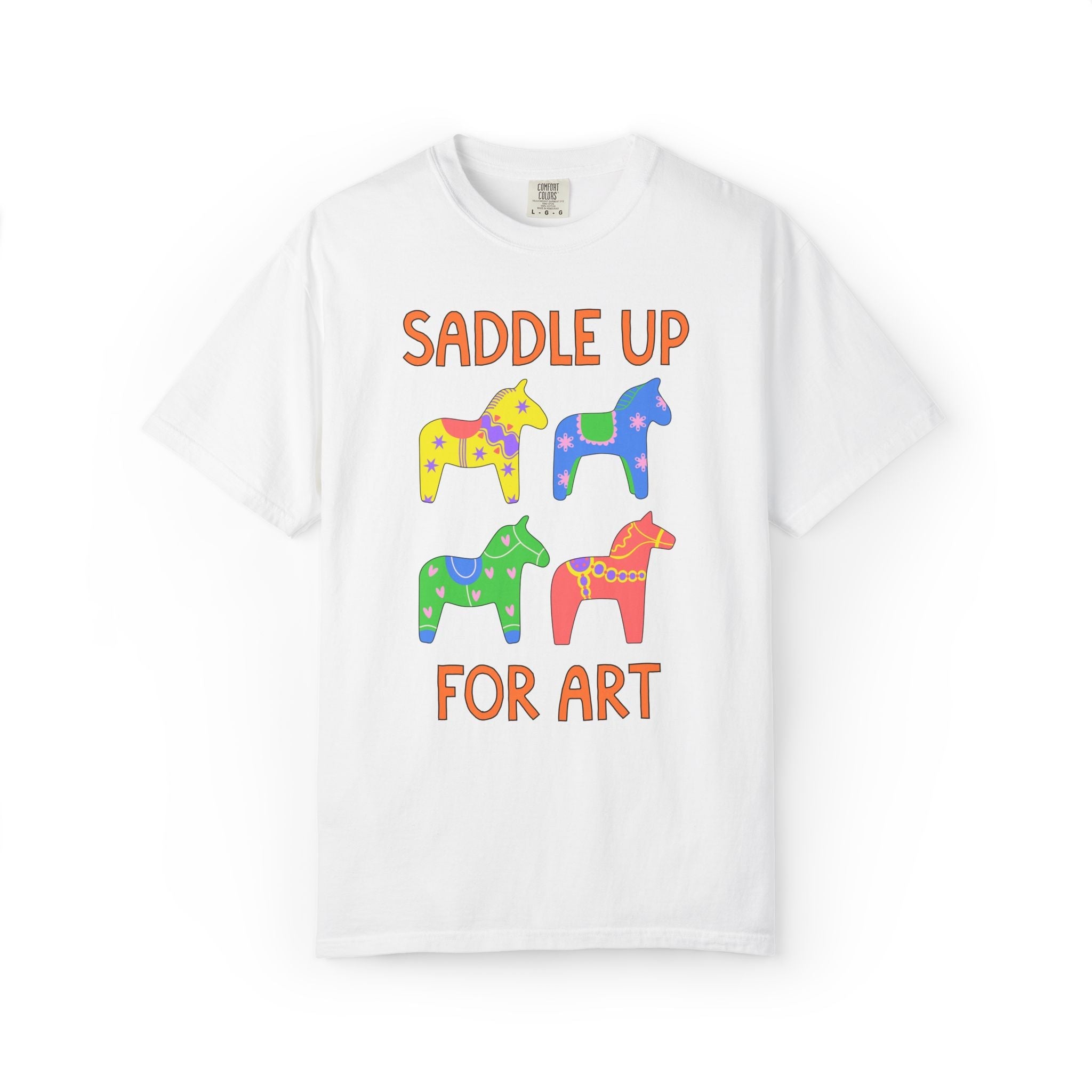 Saddle Up for Art: Cute Art Teacher or Matching Art Department T-Shirt, Silly Dreamcore Aesthetic Tee with Horses, New Teacher Gift - Opal and June