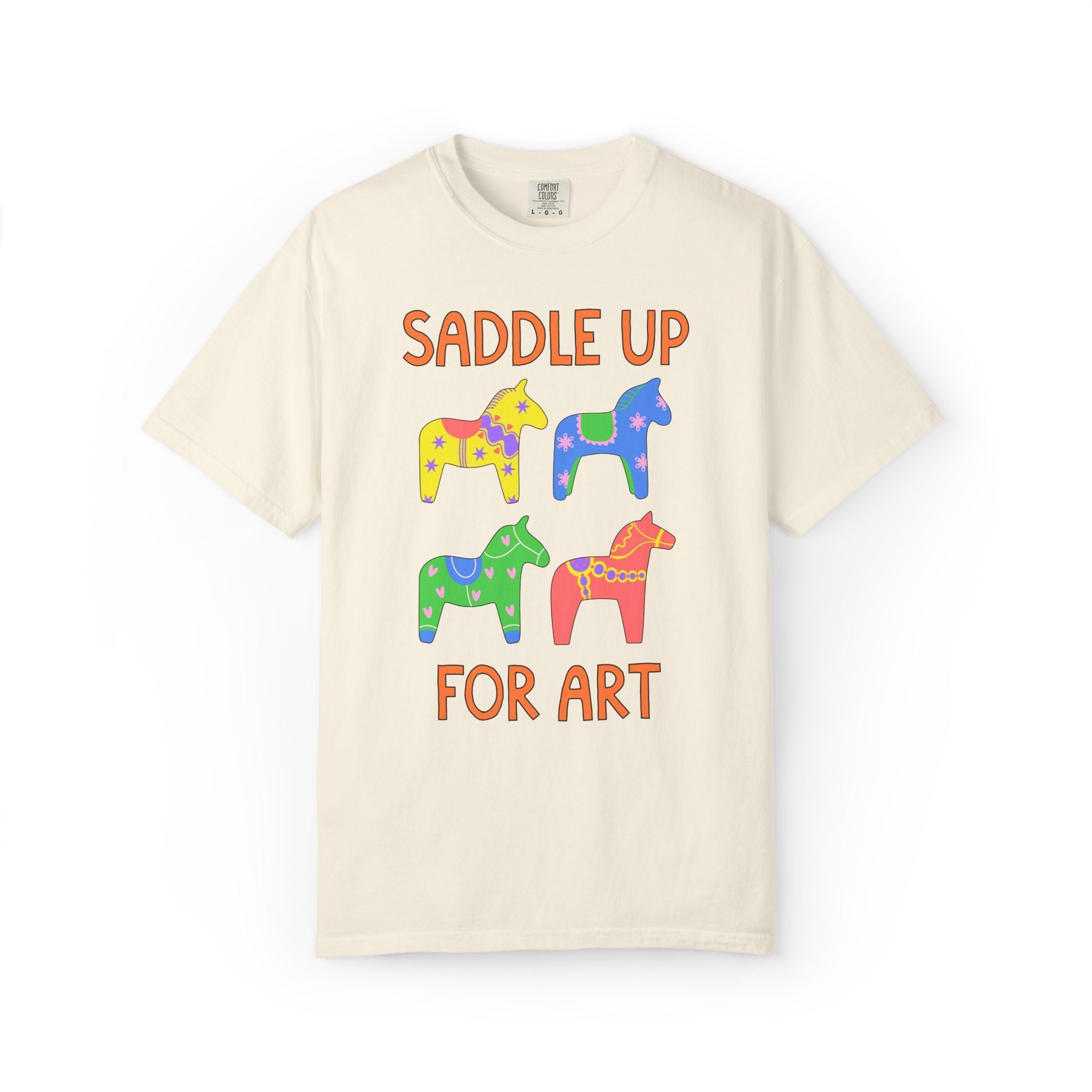 Saddle Up for Art: Cute Art Teacher or Matching Art Department T-Shirt, Silly Dreamcore Aesthetic Tee with Horses, New Teacher Gift - Opal and June