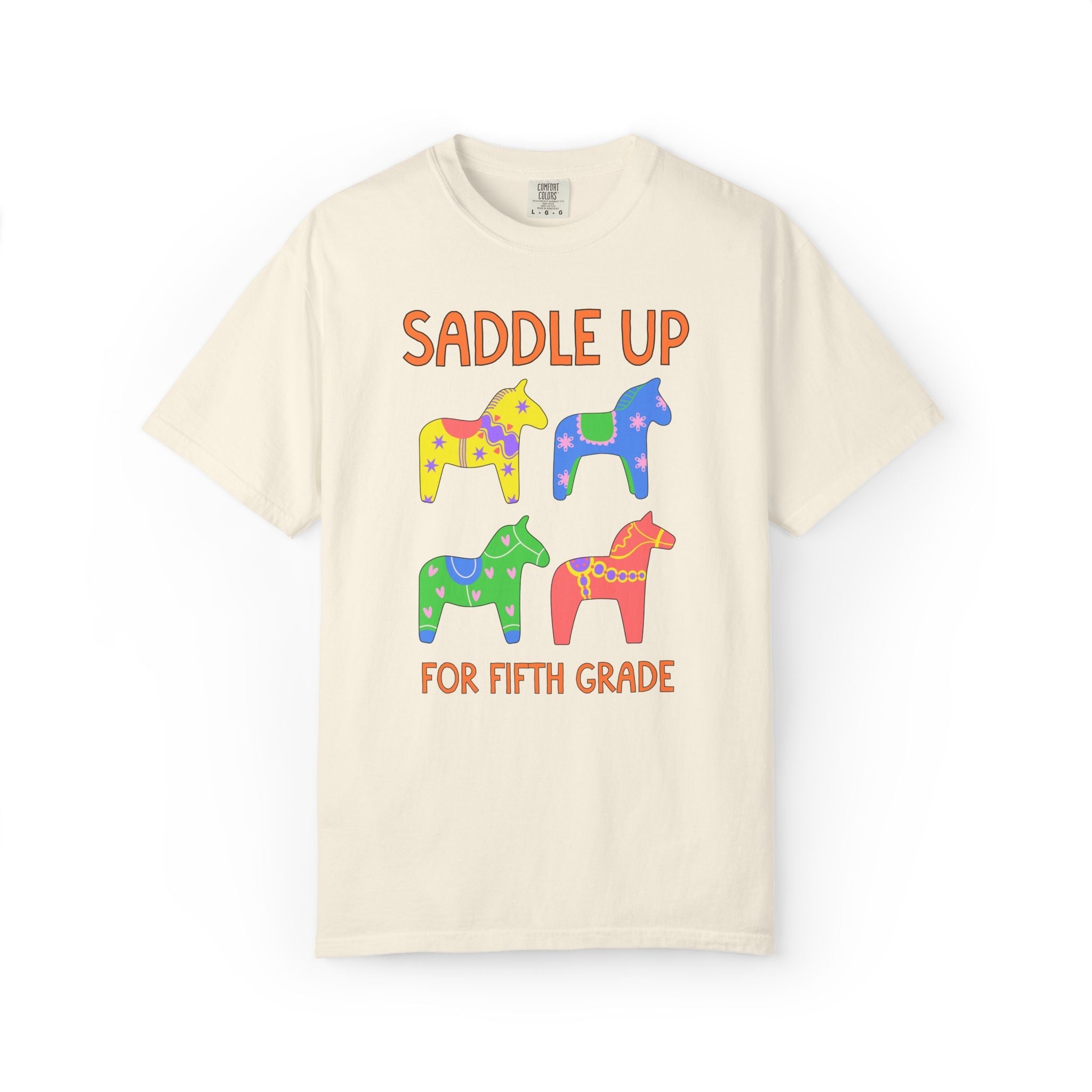 Saddle Up for Fifth Grade: Cute Fifth Grade Teacher Team T-Shirt, Silly Dreamcore Tee with Horses, Student Teacher or Paraprofessional Tee - Opal and June