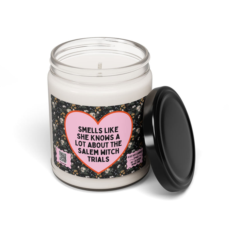 Salem Witch Trials History, Women's History Buff Gift, Spooky Season Witchy Historian Halloween Candle, Minimalist Feminist Witch Trial Gift - Opal and June