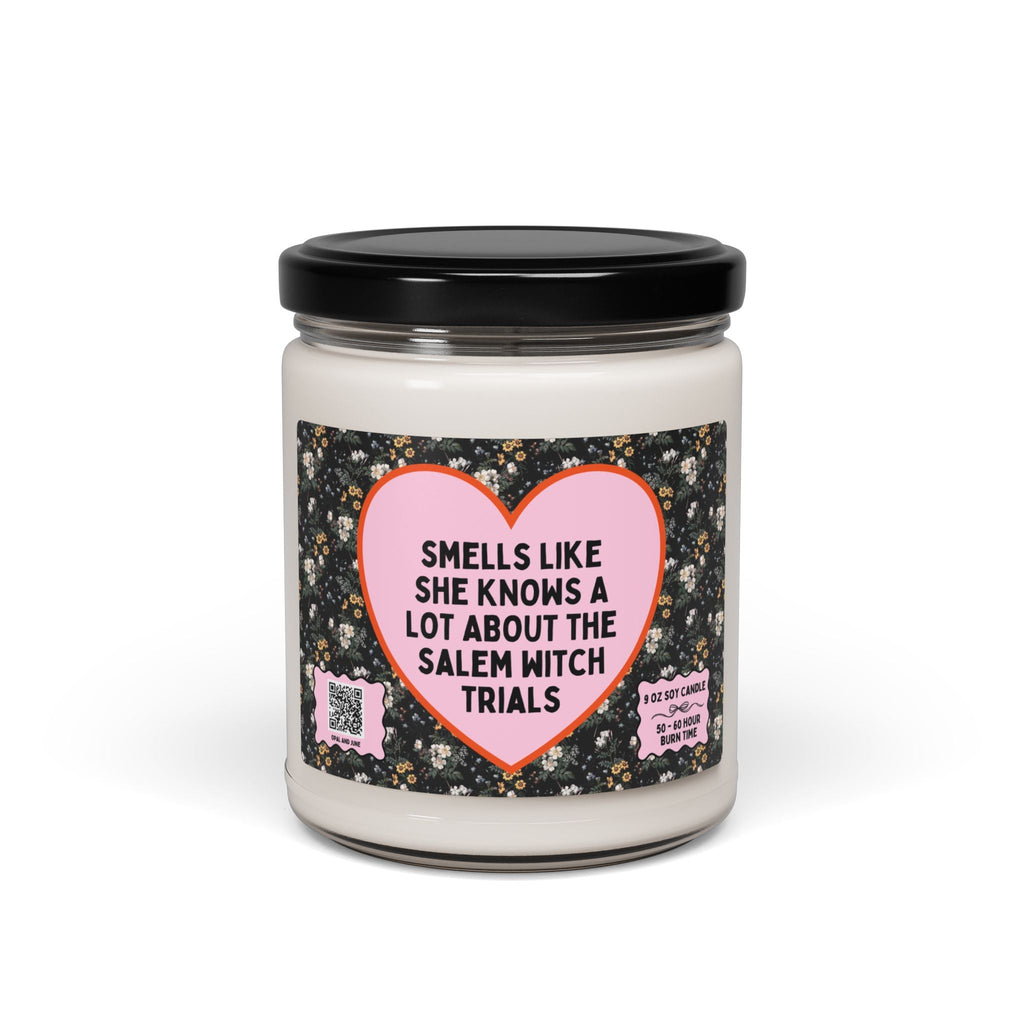 Salem Witch Trials History, Women's History Buff Gift, Spooky Season Witchy Historian Halloween Candle, Minimalist Feminist Witch Trial Gift - Opal and June