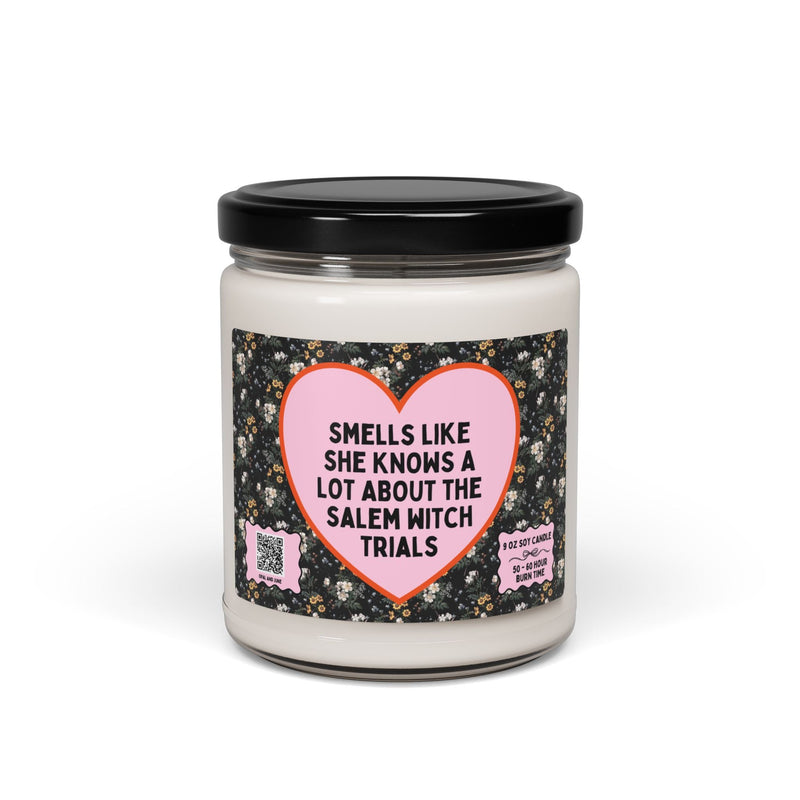 Salem Witch Trials History, Women's History Buff Gift, Spooky Season Witchy Historian Halloween Candle, Minimalist Feminist Witch Trial Gift - Opal and June