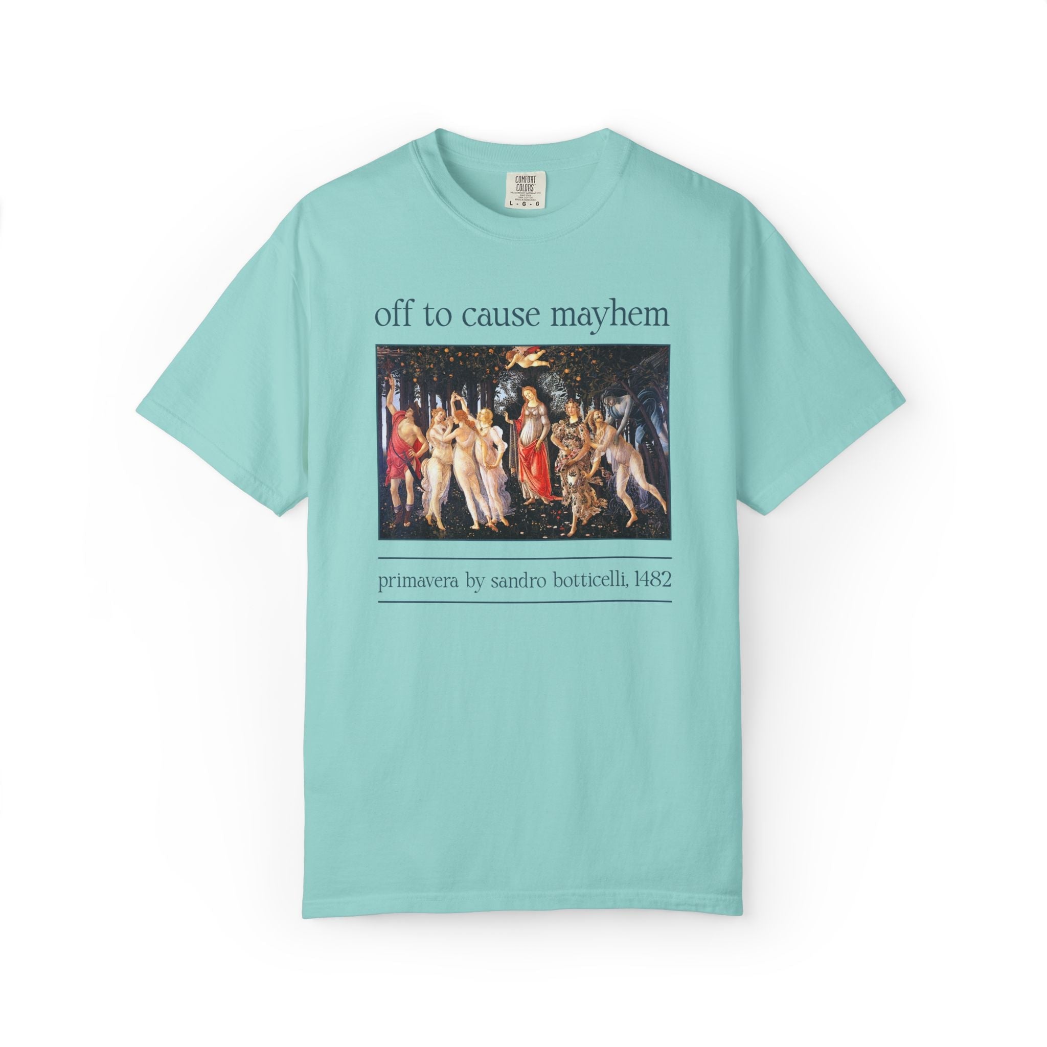 Sandro Botticelli Medieval Bachelorette Party T-Shirt: Off to Get Married, Off to Cause Mayhem Silly Matching Wedding Weekend Tee, Art Lover - Opal and June