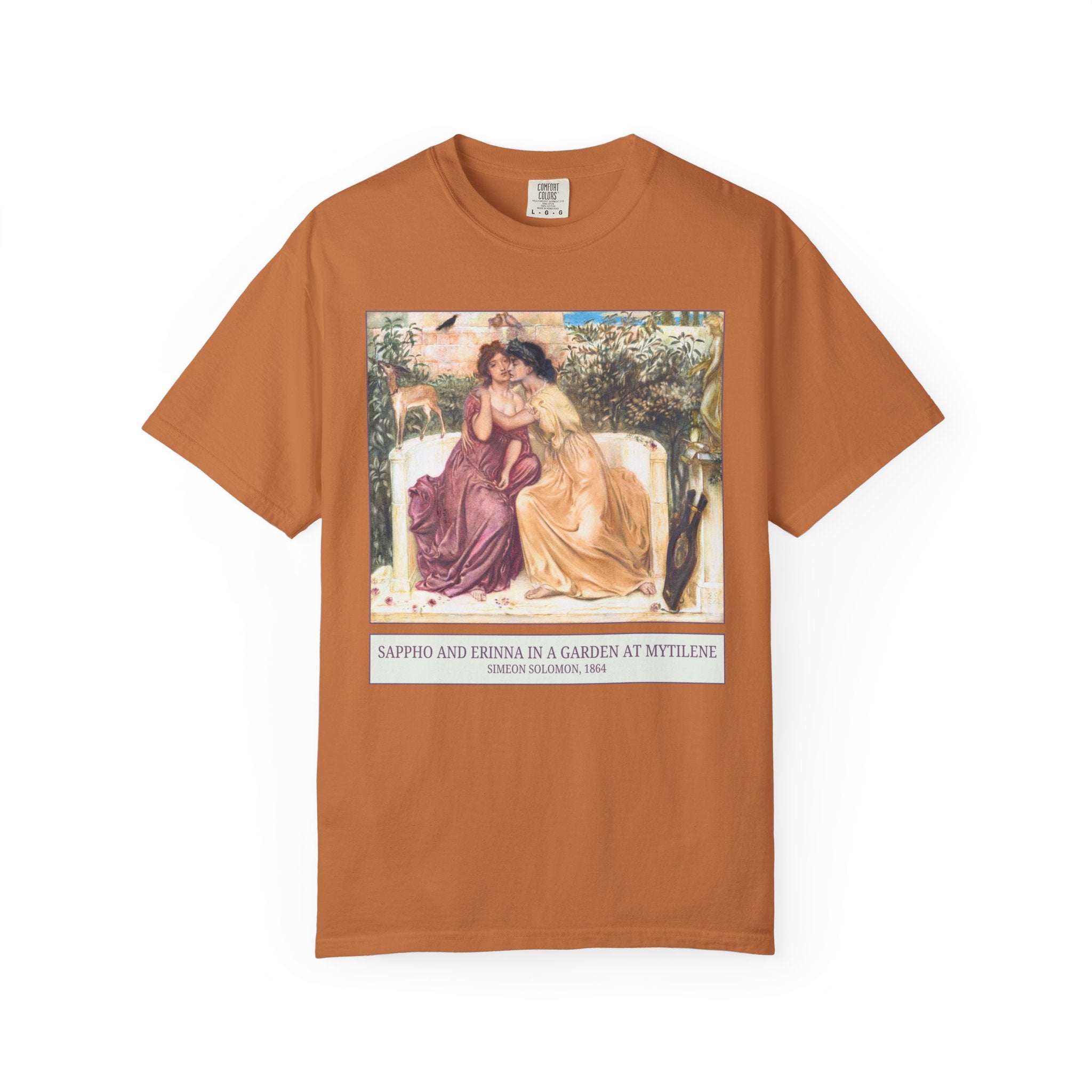 Sappho and Erinna in a Garden at Mytilene by Simeon Solomon, 19th Century Art History Tee Shirt, Pre - Raphaelite Art Lover Lesbian T-Shirt - Opal and June