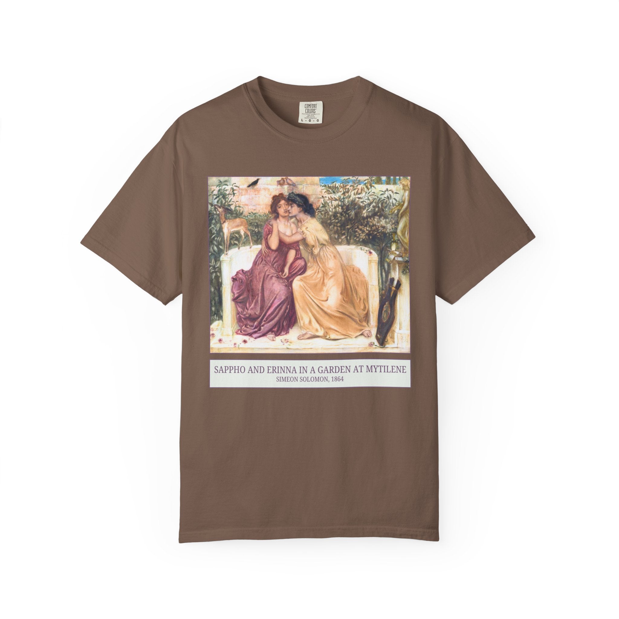 Sappho and Erinna in a Garden at Mytilene by Simeon Solomon, 19th Century Art History Tee Shirt, Pre - Raphaelite Art Lover Lesbian T-Shirt - Opal and June