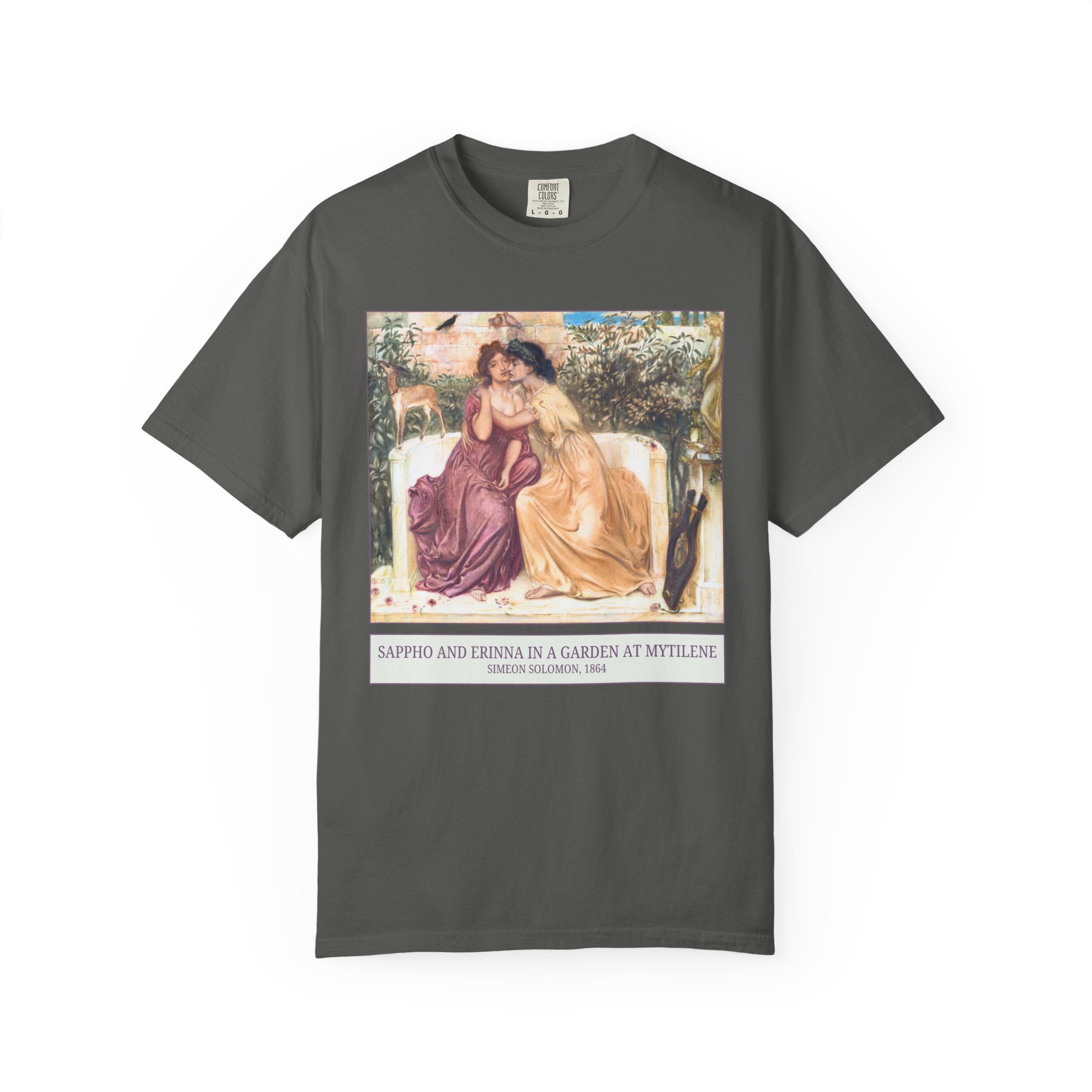 Sappho and Erinna in a Garden at Mytilene by Simeon Solomon, 19th Century Art History Tee Shirt, Pre - Raphaelite Art Lover Lesbian T-Shirt - Opal and June
