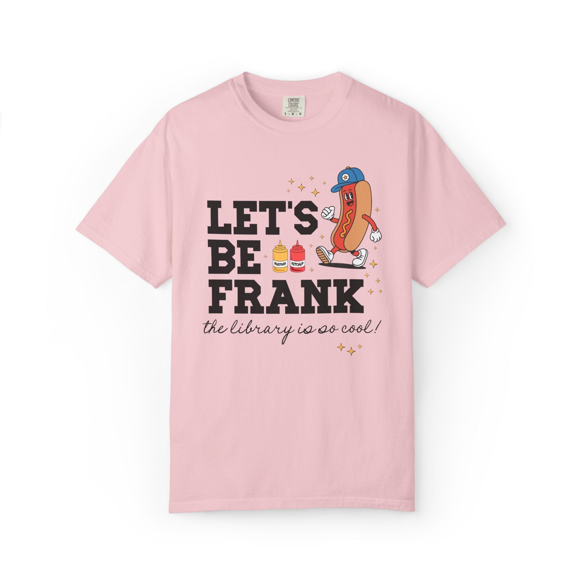 School Librarian T-Shirt with Hot Dogs: Let's Be Frank, Silly Matching Bookish Tee for Baseball Coach or Teacher Who Loves Baseball - Opal and June
