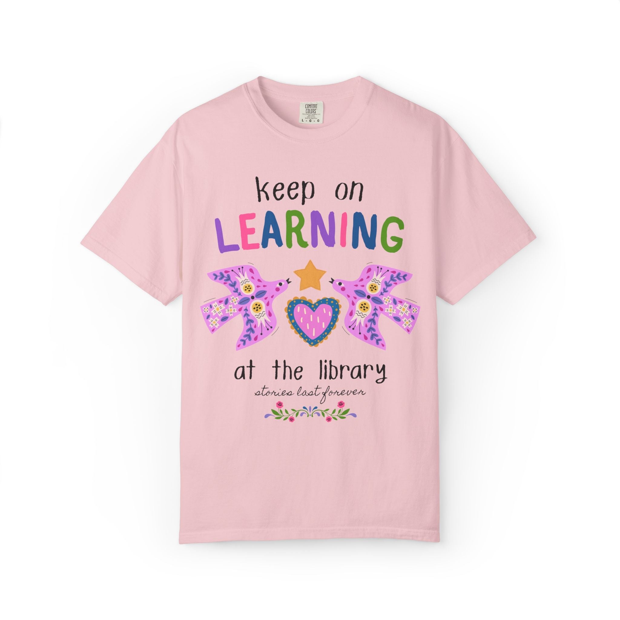 School Librarian Tee Shirt: Keep on Learning at the Library, Kitschy and Whimsy Back to School Matching Teacher T-Shirt, Library Department - Opal and June