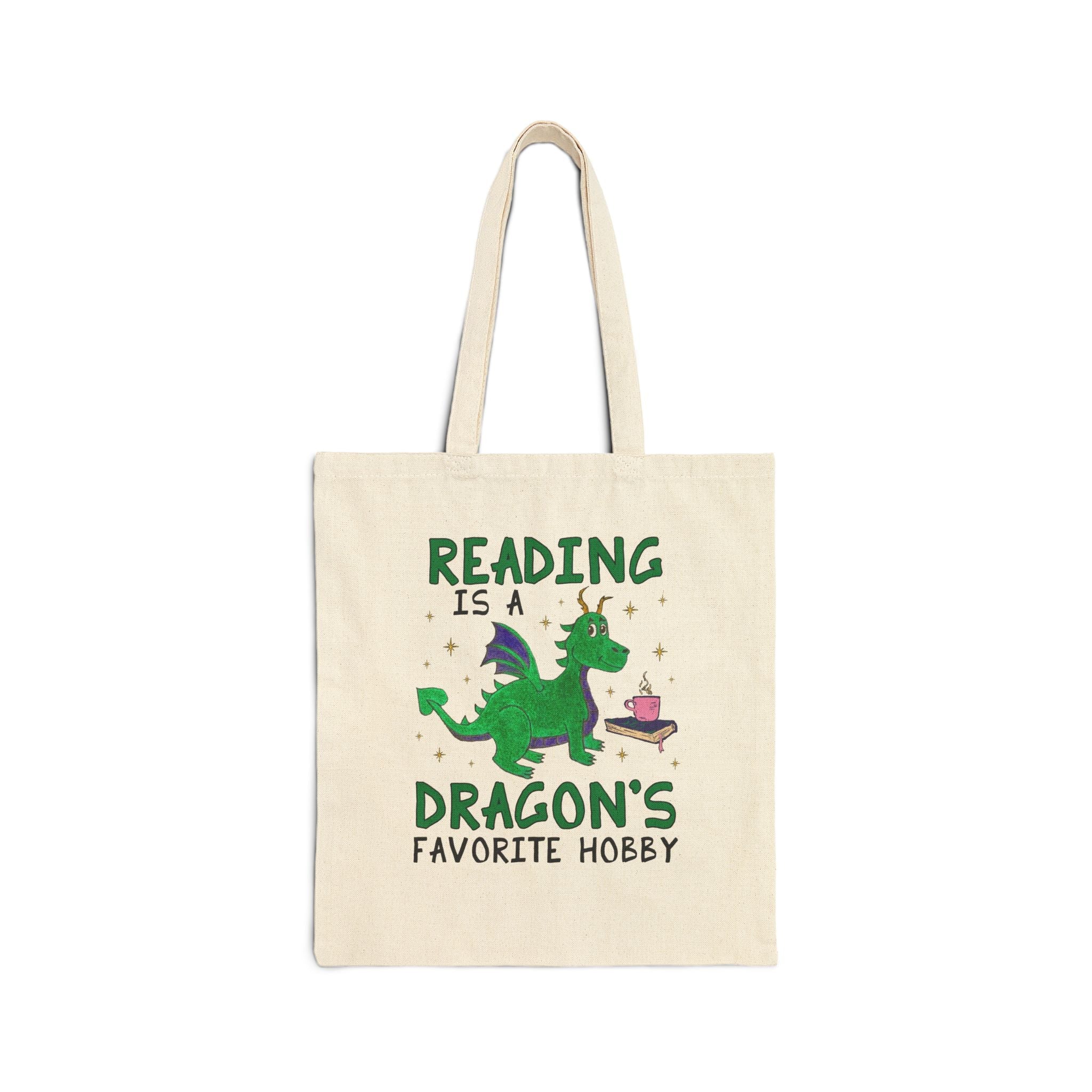 School Librarian Tote Bag: Reading is a Dragon's Favorite Hobby, Cute and Colorful Reading Teacher Tote Bag for First Grade Team, 90s Vibe - Opal and June