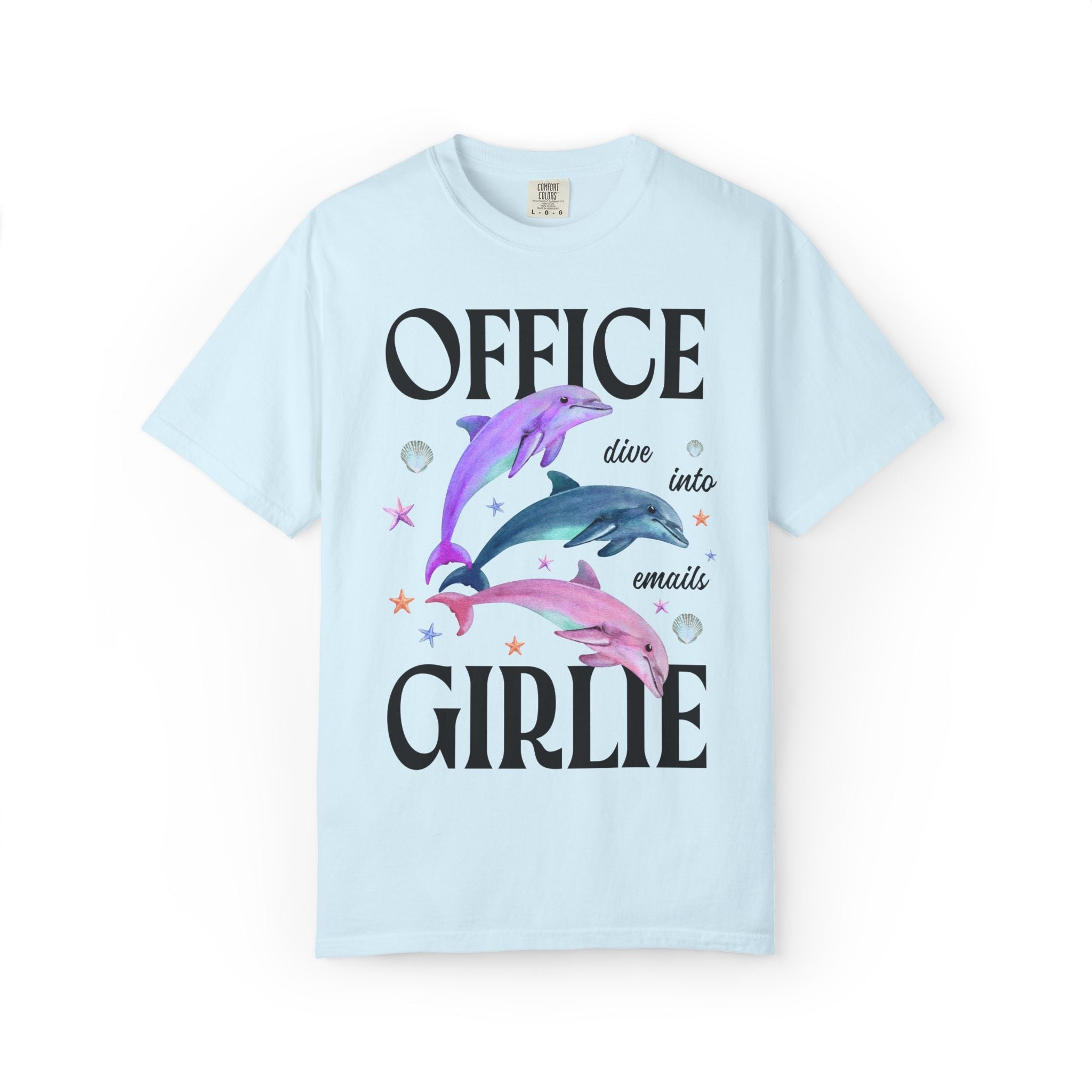 School Office Staff Team Tee Shirt with Dolphins: Dive Into Emails - Opal and June