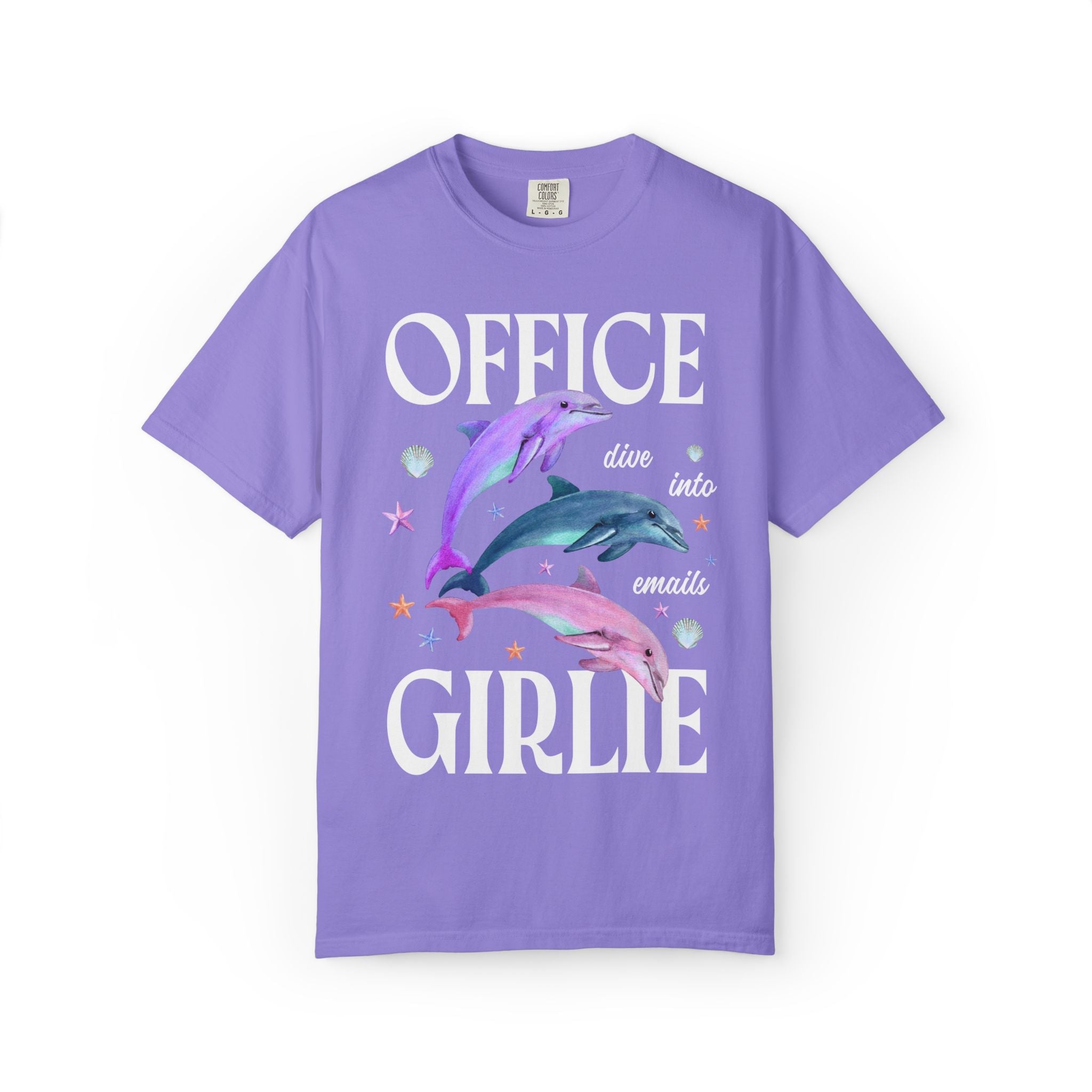 School Office Staff Team Tee Shirt with Dolphins: Dive Into Emails - Opal and June