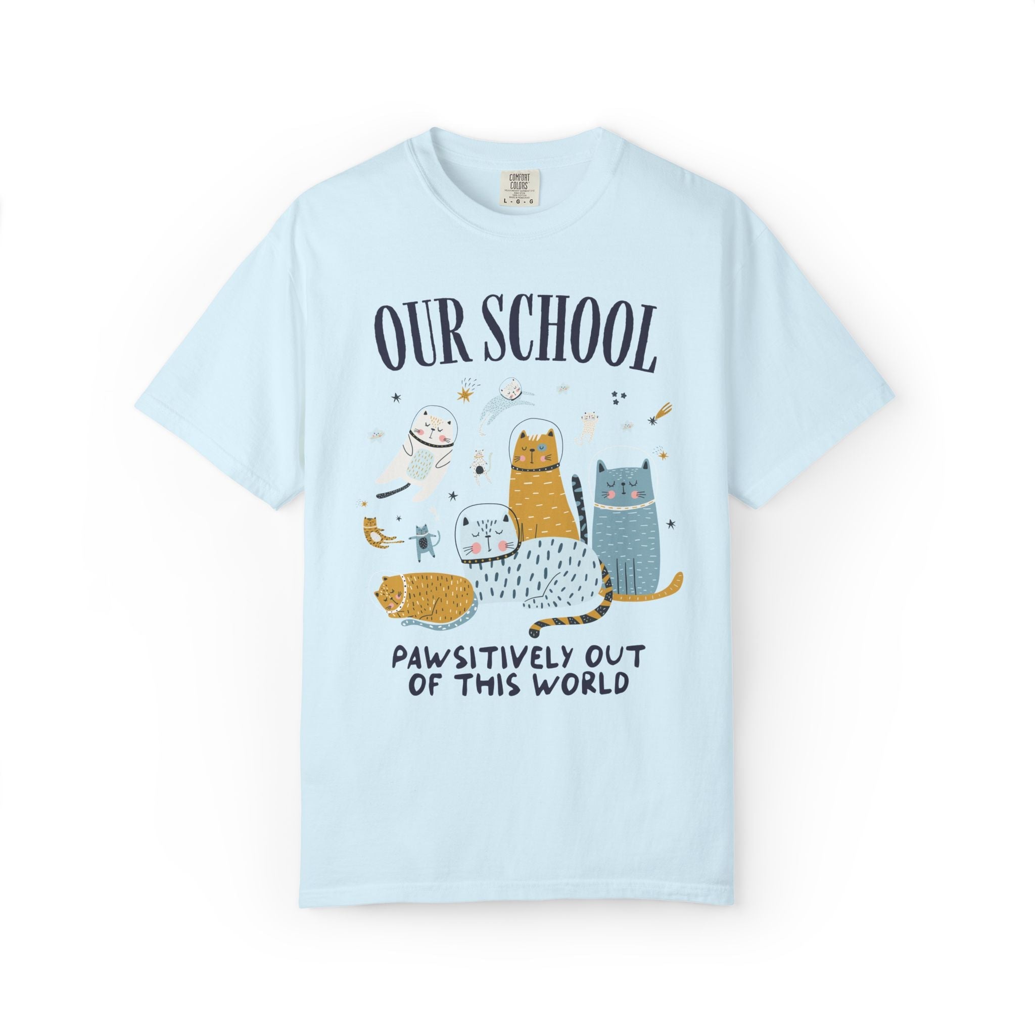 School Principal Space Cat Tee Shirt with Astronaut Kittens and Stars: Pawsitively Out of This World Teacher Team T-Shirt for Cat Lover - Opal and June