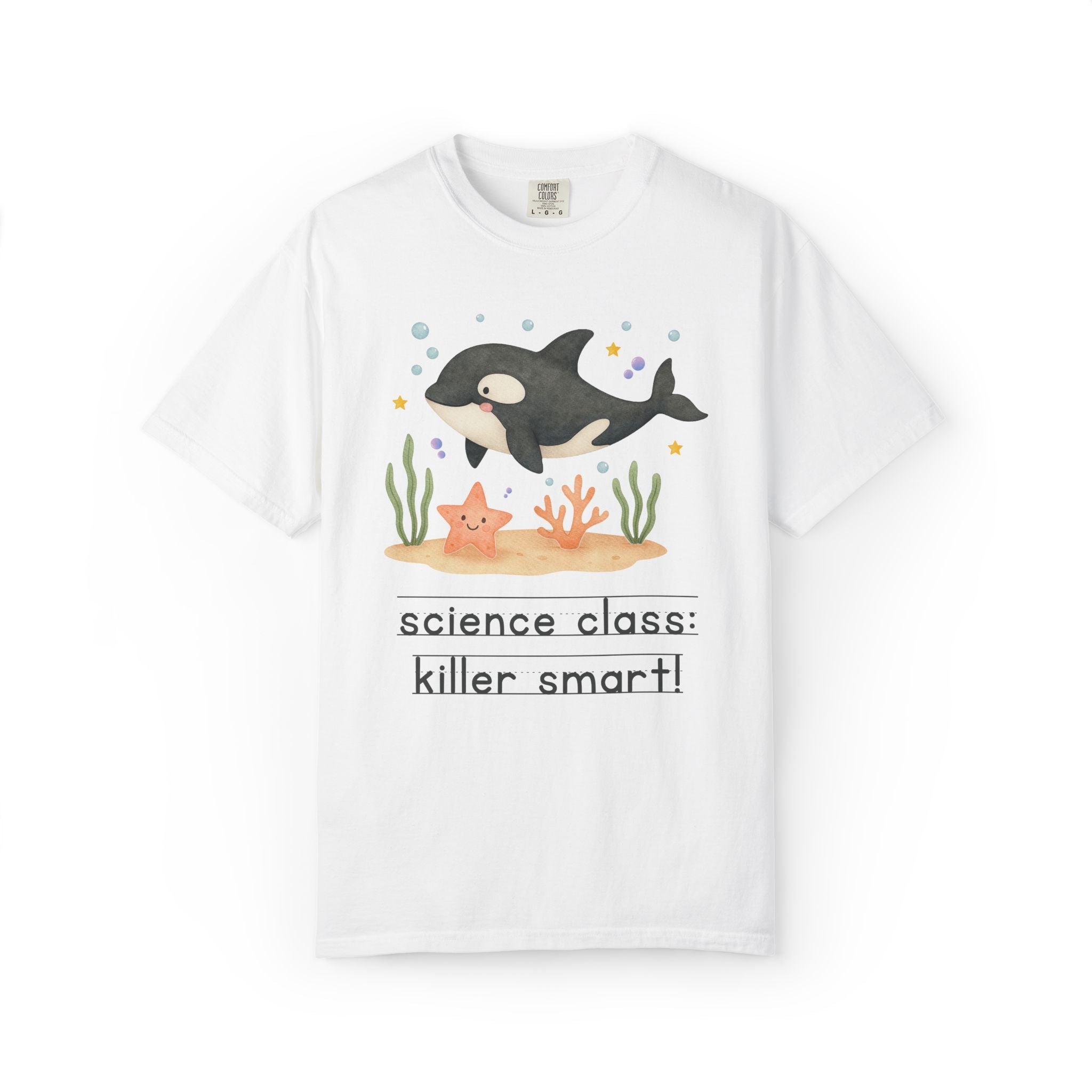 Science Class: Killer Smart Matching Teacher Tee Shirt for Back to School or Testing Day, Cute and Nostalgic Ocean Animal Orca Whale - Opal and June