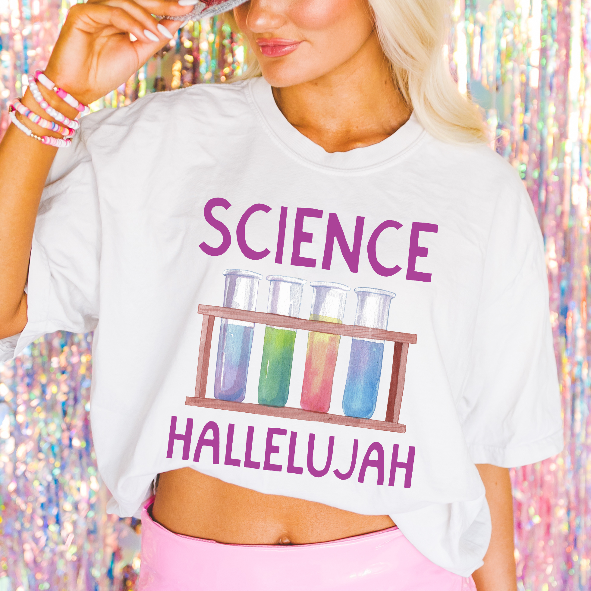 Science Hallelujah Chemistry Teacher or Middle School Science Teacher T-Shirt, Colorful and Fun Women in STEM Science Lover Tee Shirt - Opal and June