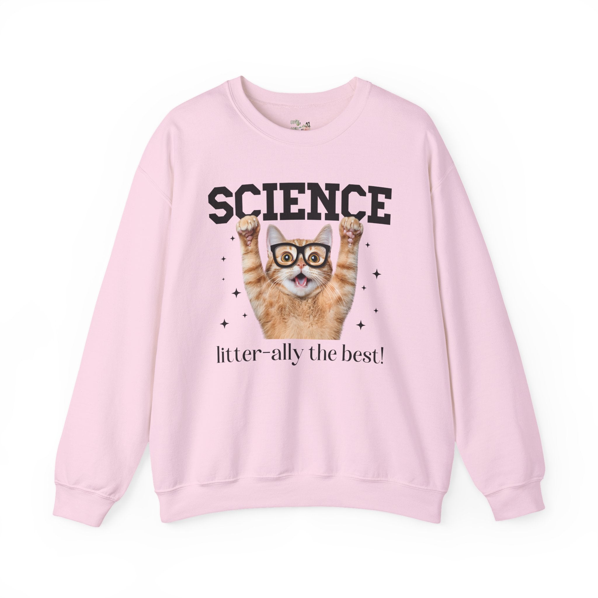 Science Teacher Cat Lover Sweatshirt for Back to School, Funny Saying Cat Mom or Cat Dad Gift, First Day of School Science Department Shirt - Opal and June