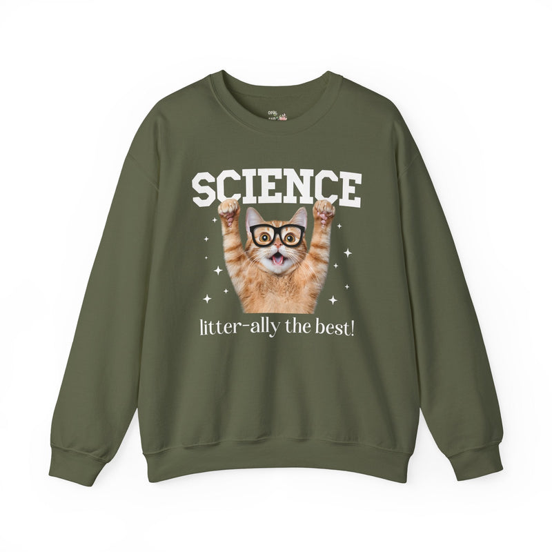 Science Teacher Cat Lover Sweatshirt for Back to School, Funny Saying Cat Mom or Cat Dad Gift, First Day of School Science Department Shirt - Opal and June