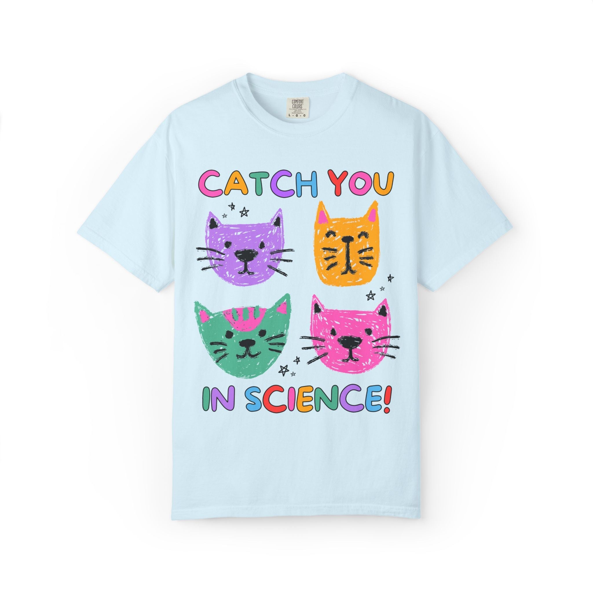 Science Teacher Cat Lover Tee Shirt: Catch You in Science | Matching Teacher T-Shirt for Back to School or New School Year, Animal Lover Tee - Opal and June