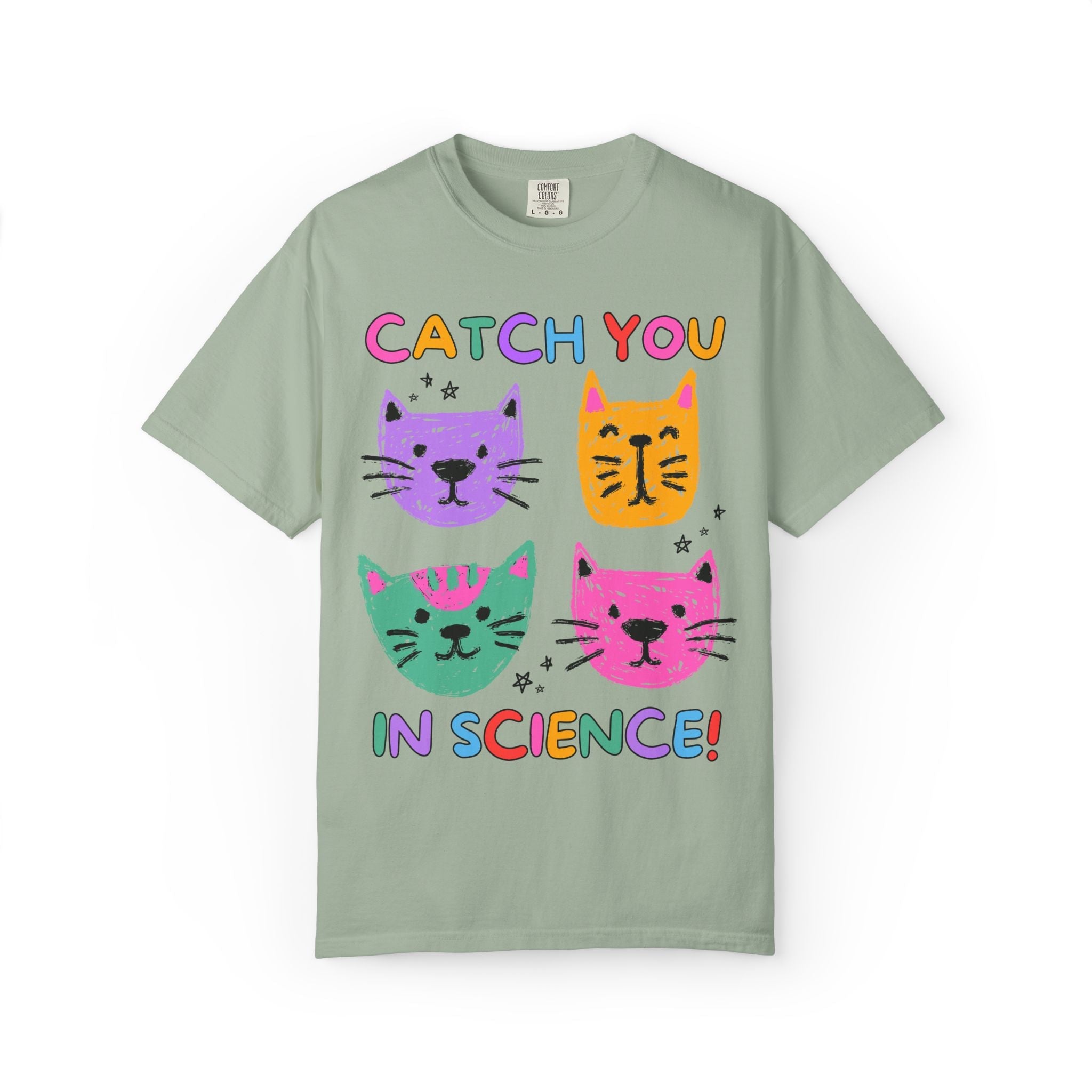 Science Teacher Cat Lover Tee Shirt: Catch You in Science | Matching Teacher T-Shirt for Back to School or New School Year, Animal Lover Tee - Opal and June