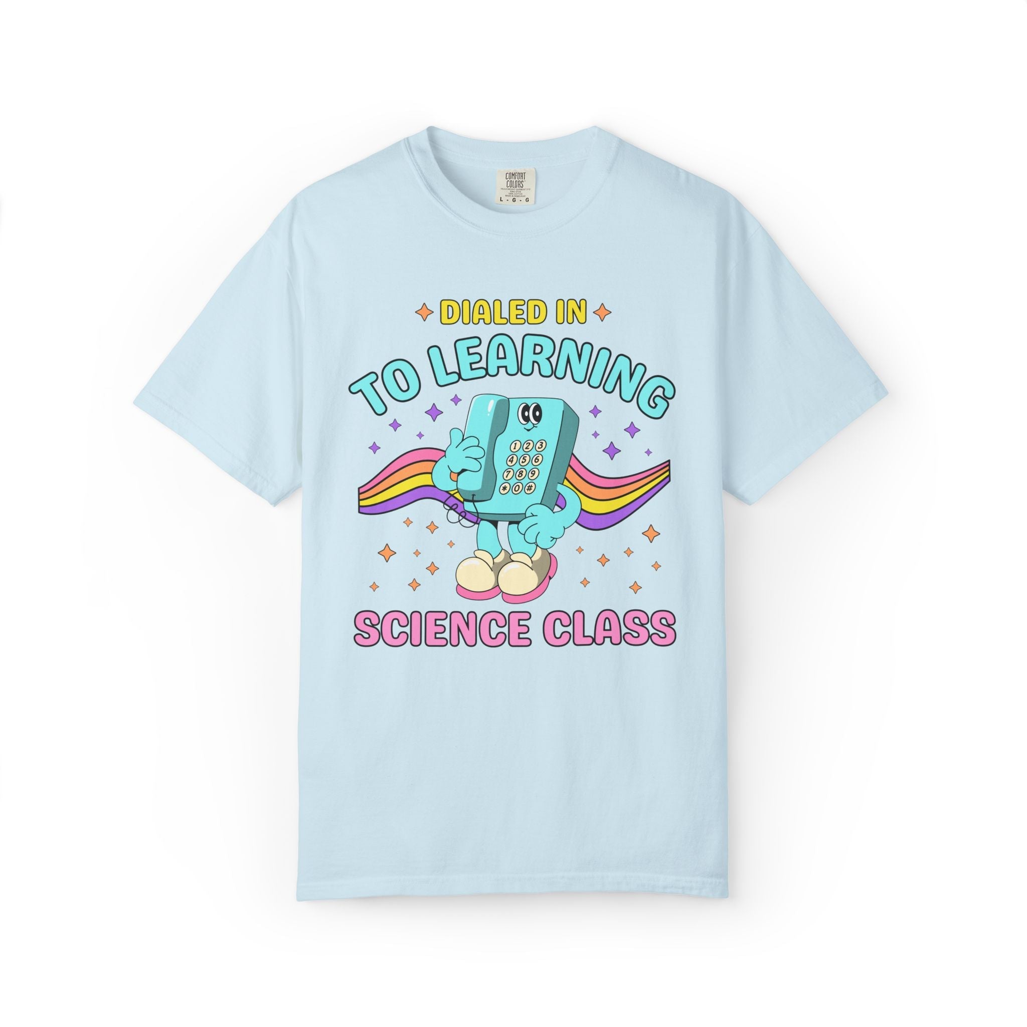 Science Teacher Dialed Into Learning Retro School Subject T-Shirt for Teachers: Cute and Funny Matching Teacher, Back to School, Testing Day - Opal and June