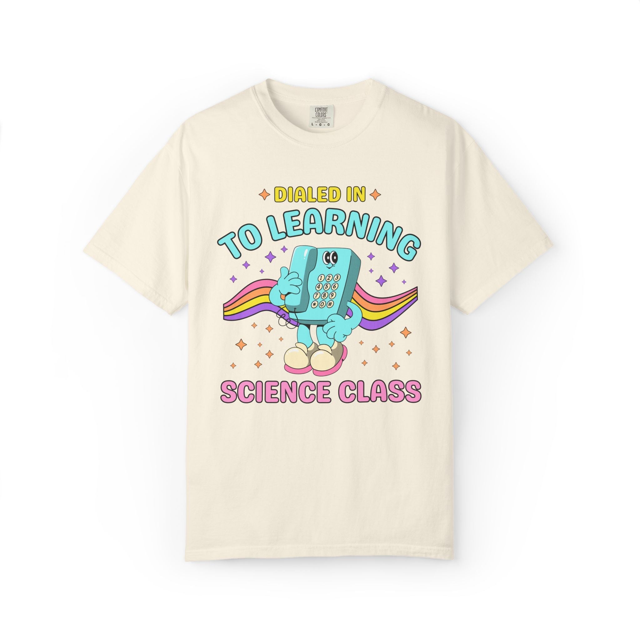 Science Teacher Dialed Into Learning Retro School Subject T-Shirt for Teachers: Cute and Funny Matching Teacher, Back to School, Testing Day - Opal and June