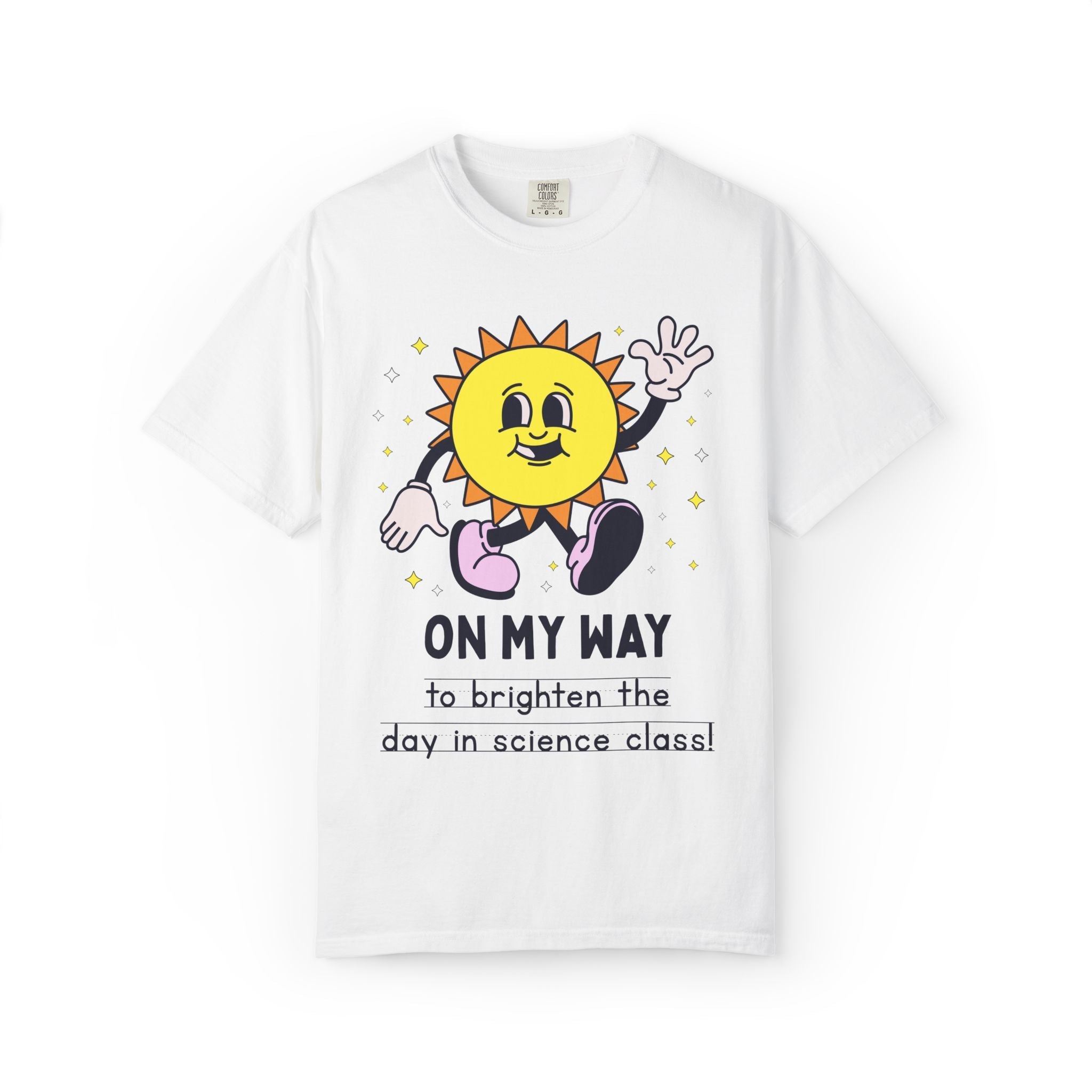 Science Teacher On My Way T-Shirt: Colorful and Cute Retro Aesthetic Back to School Tee with Sun, 90s Aesthetic Matching Teacher T-Shirt - Opal and June