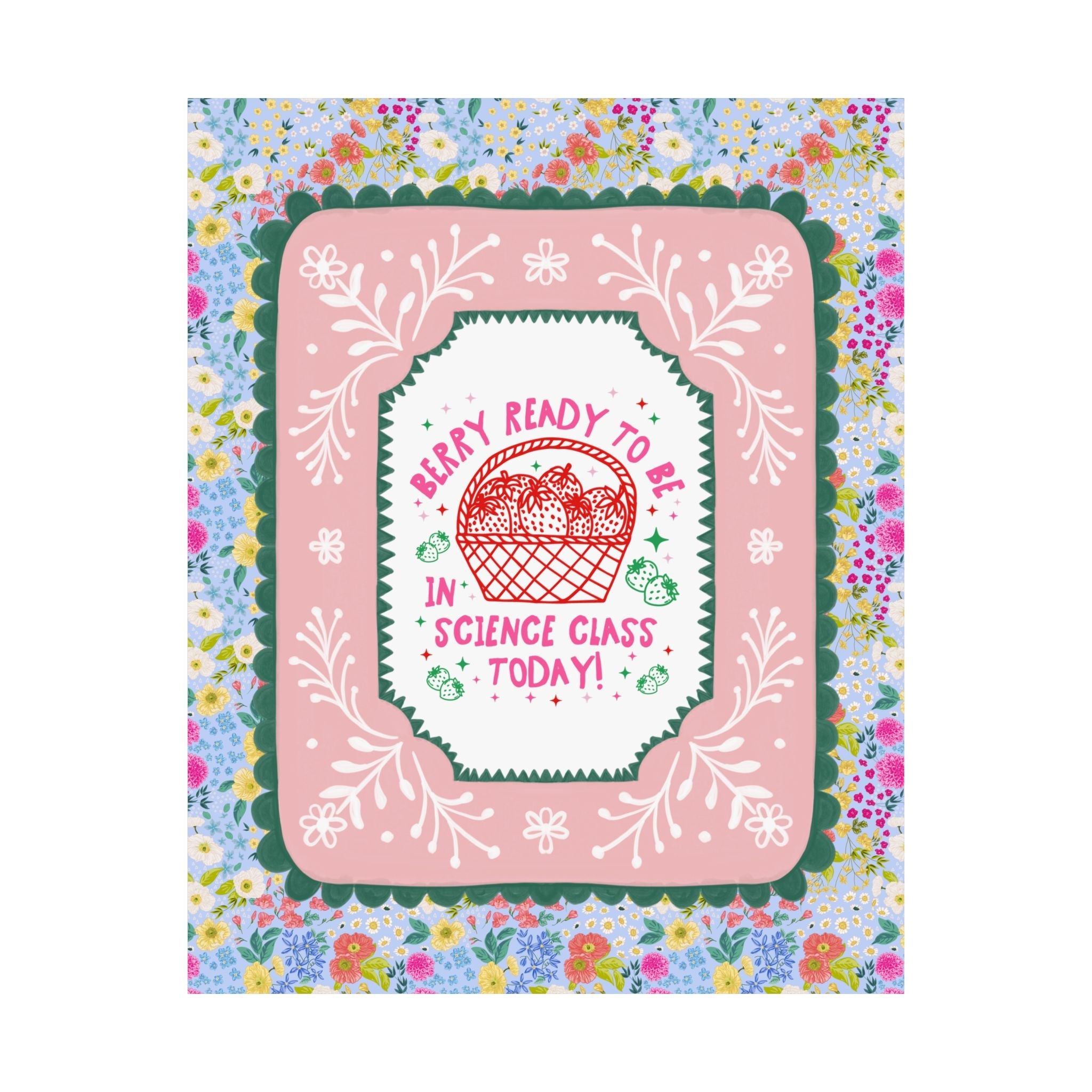 Science Teacher Strawberry Basket Poster Print, Back to School: Berry Ready, Colorful 90s Aesthetic Matching Teacher Wall Decor, New School Year - Opal and June