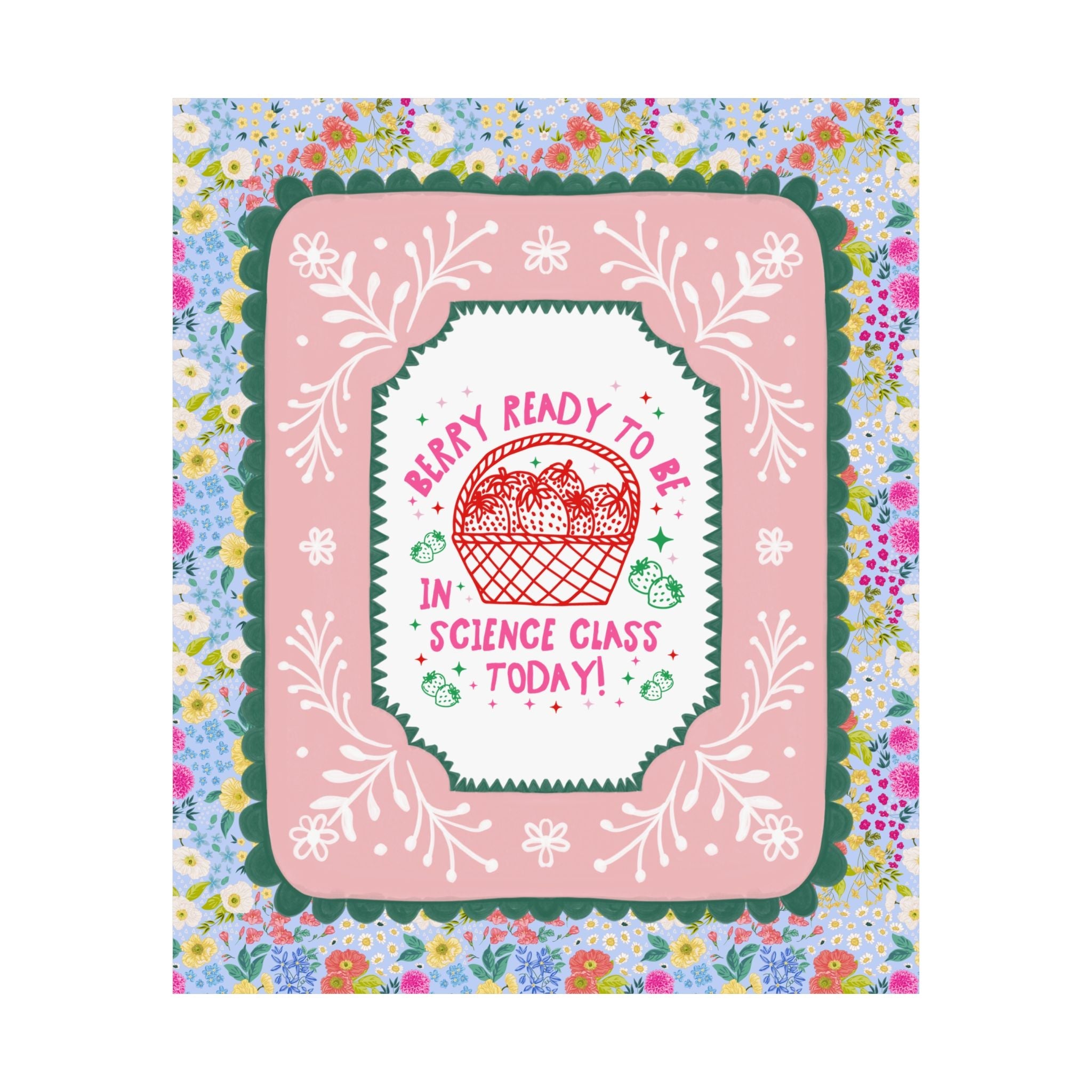 Science Teacher Strawberry Basket Poster Print, Back to School: Berry Ready, Colorful 90s Aesthetic Matching Teacher Wall Decor, New School Year - Opal and June