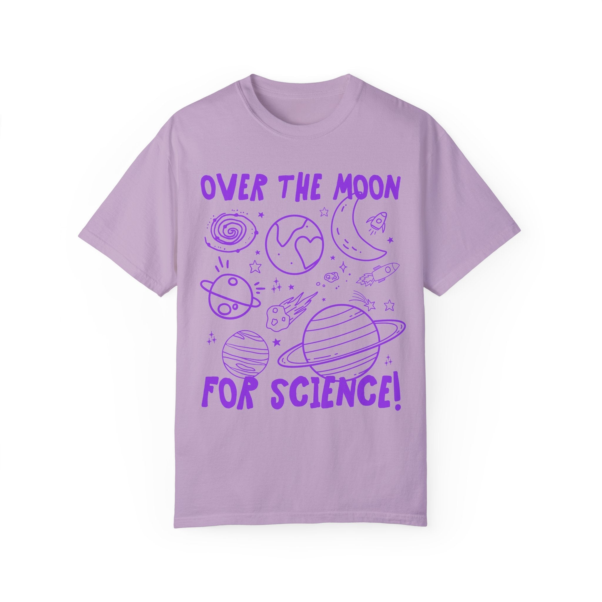 Science Teacher Tee Shirt for Astronomy Professor or Science Major: Over the Moon for Science! Cute Third Grade Matching Teacher Tee Shirt - Opal and June