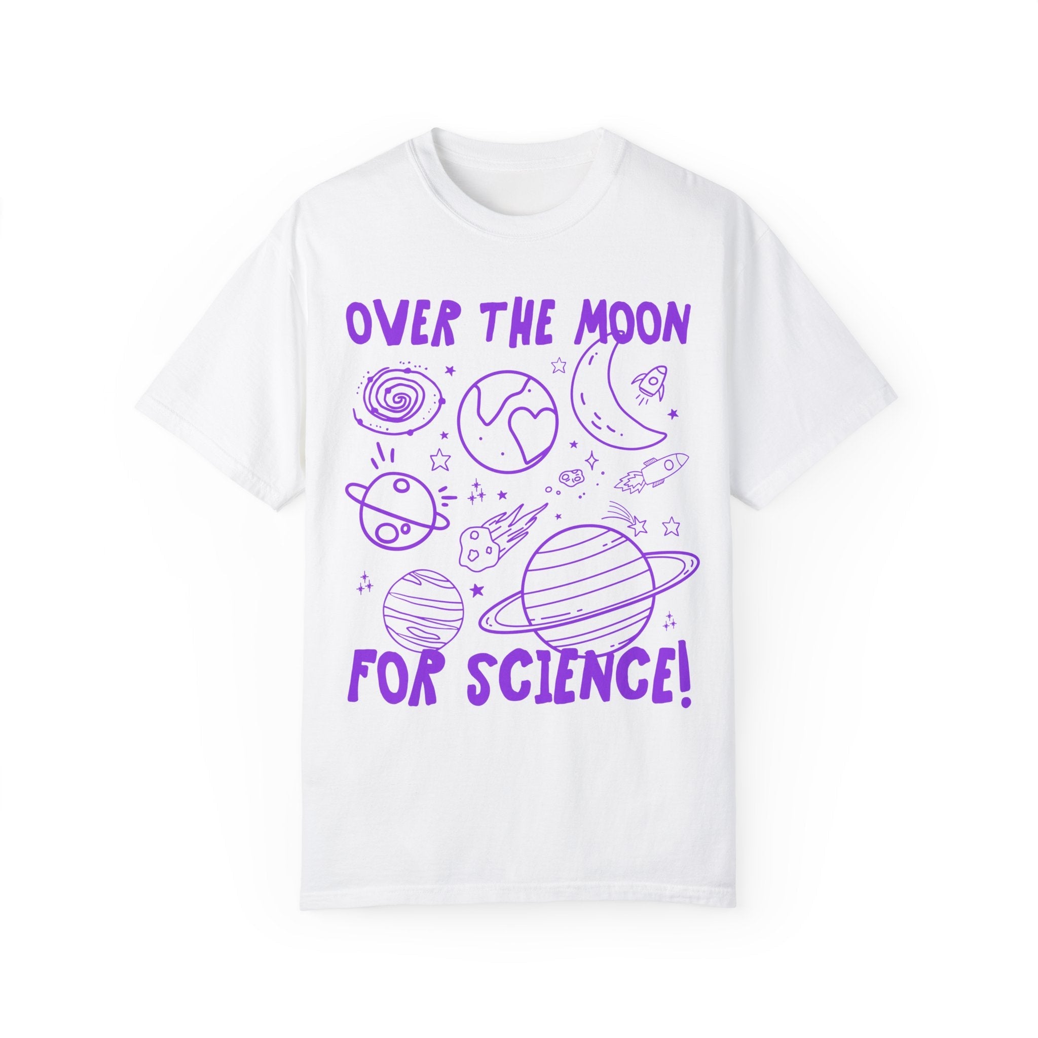 Science Teacher Tee Shirt for Astronomy Professor or Science Major: Over the Moon for Science! Cute Third Grade Matching Teacher Tee Shirt - Opal and June