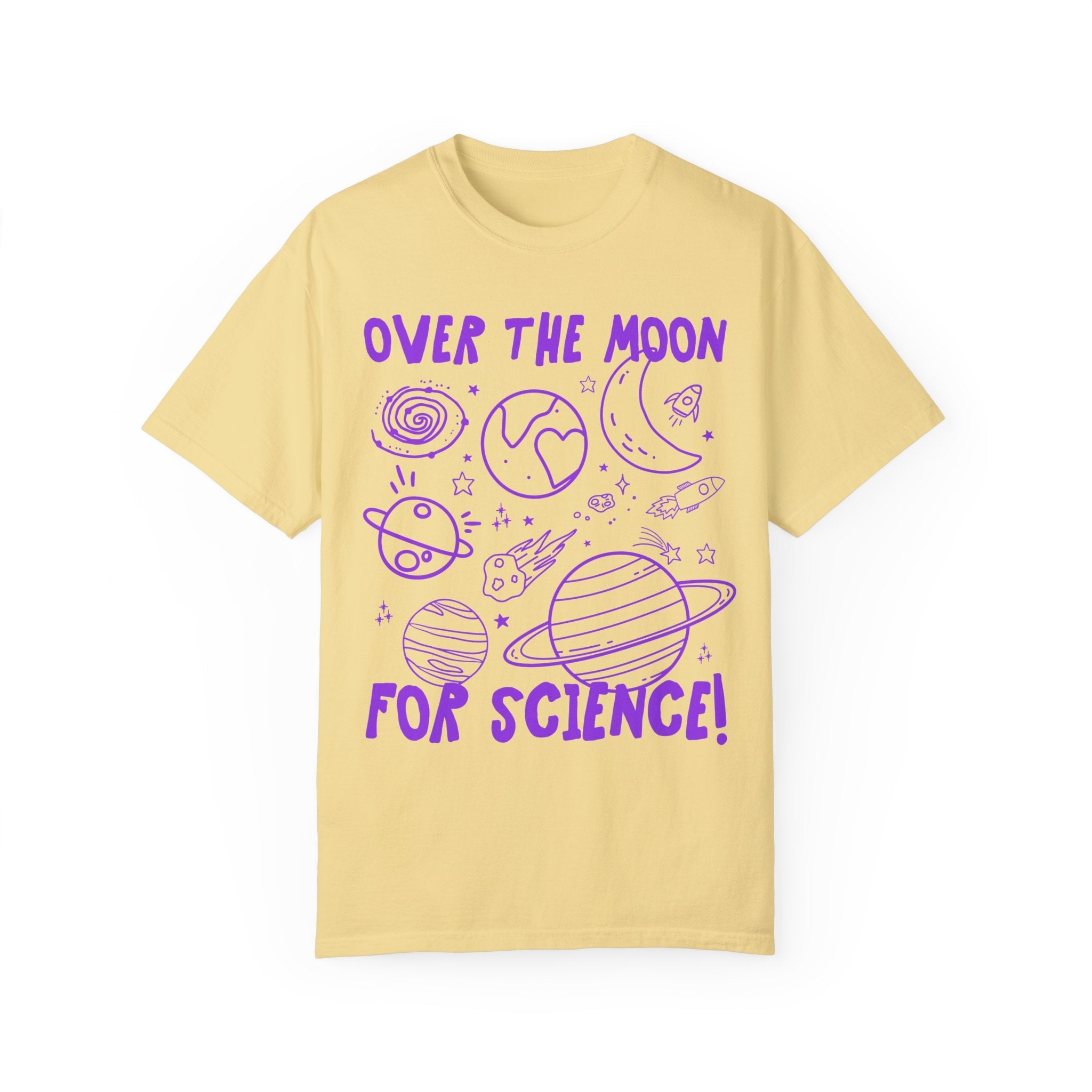 Science Teacher Tee Shirt for Astronomy Professor or Science Major: Over the Moon for Science! Cute Third Grade Matching Teacher Tee Shirt - Opal and June