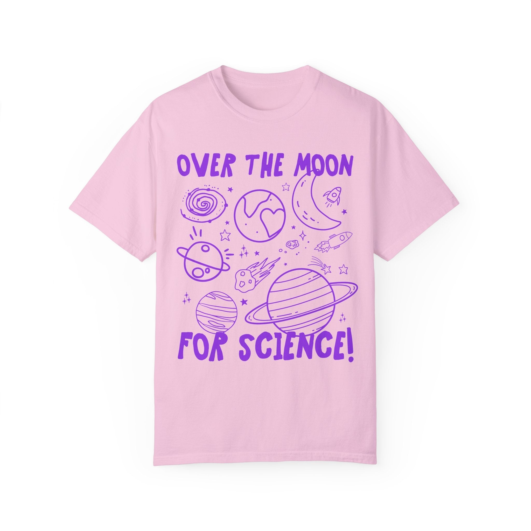 Science Teacher Tee Shirt for Astronomy Professor or Science Major: Over the Moon for Science! Cute Third Grade Matching Teacher Tee Shirt - Opal and June